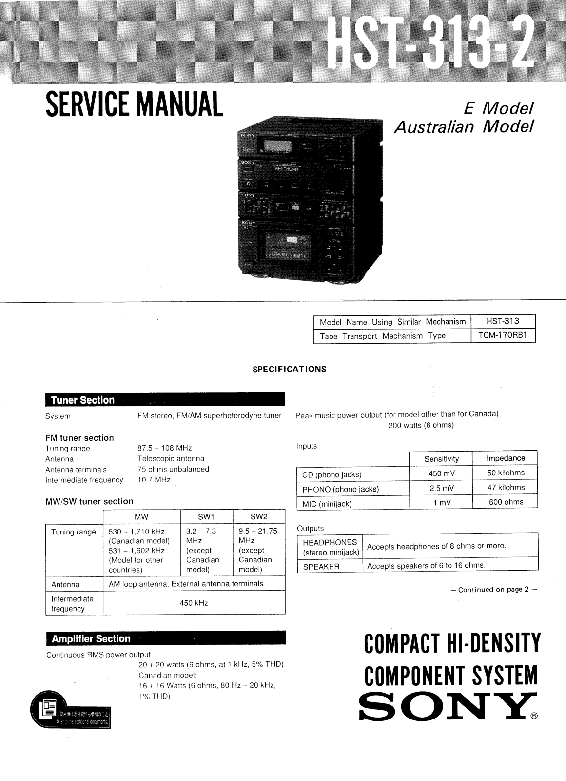 Sony HST-3132 Service manual