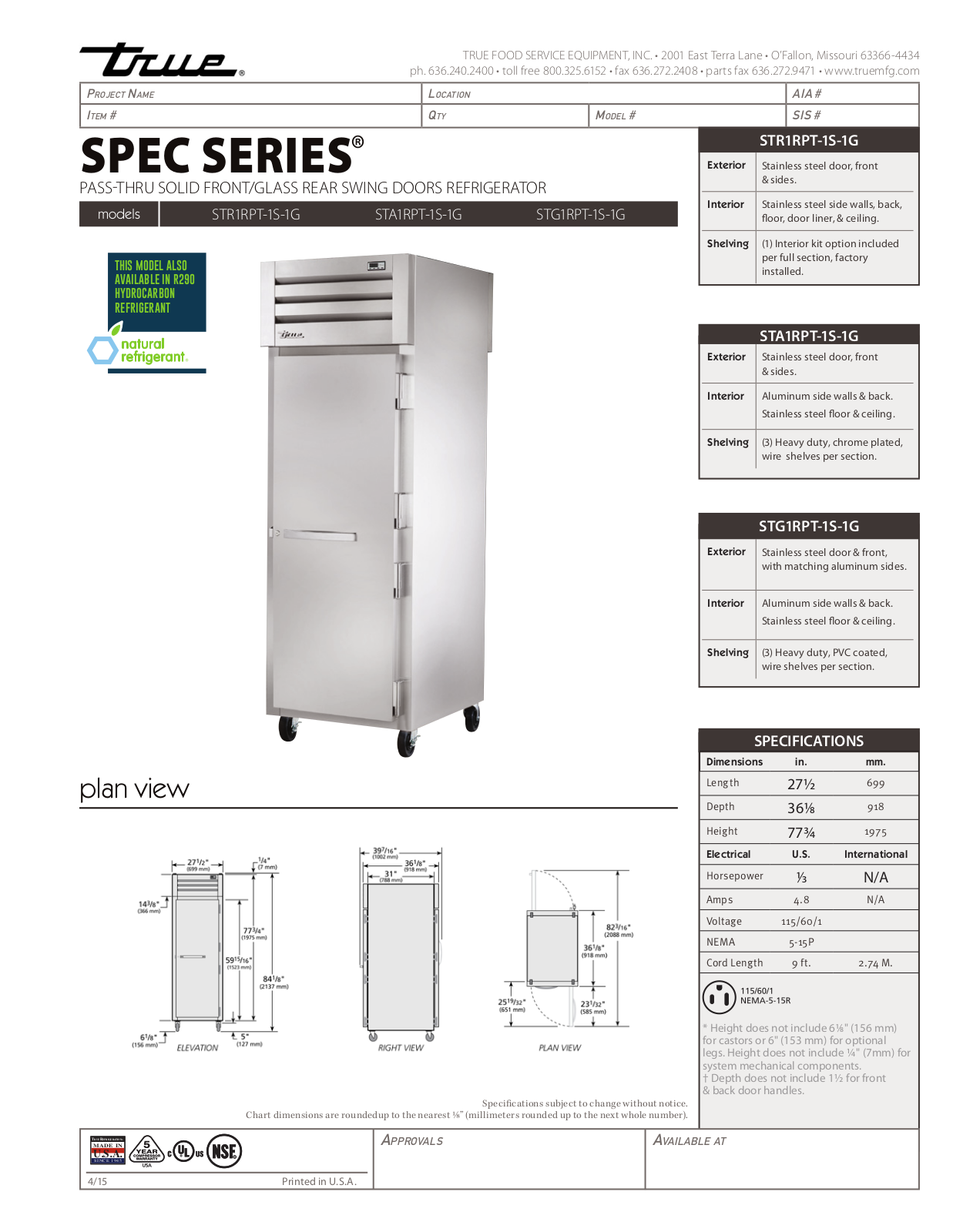 True STA1RPT-1S-1G User Manual