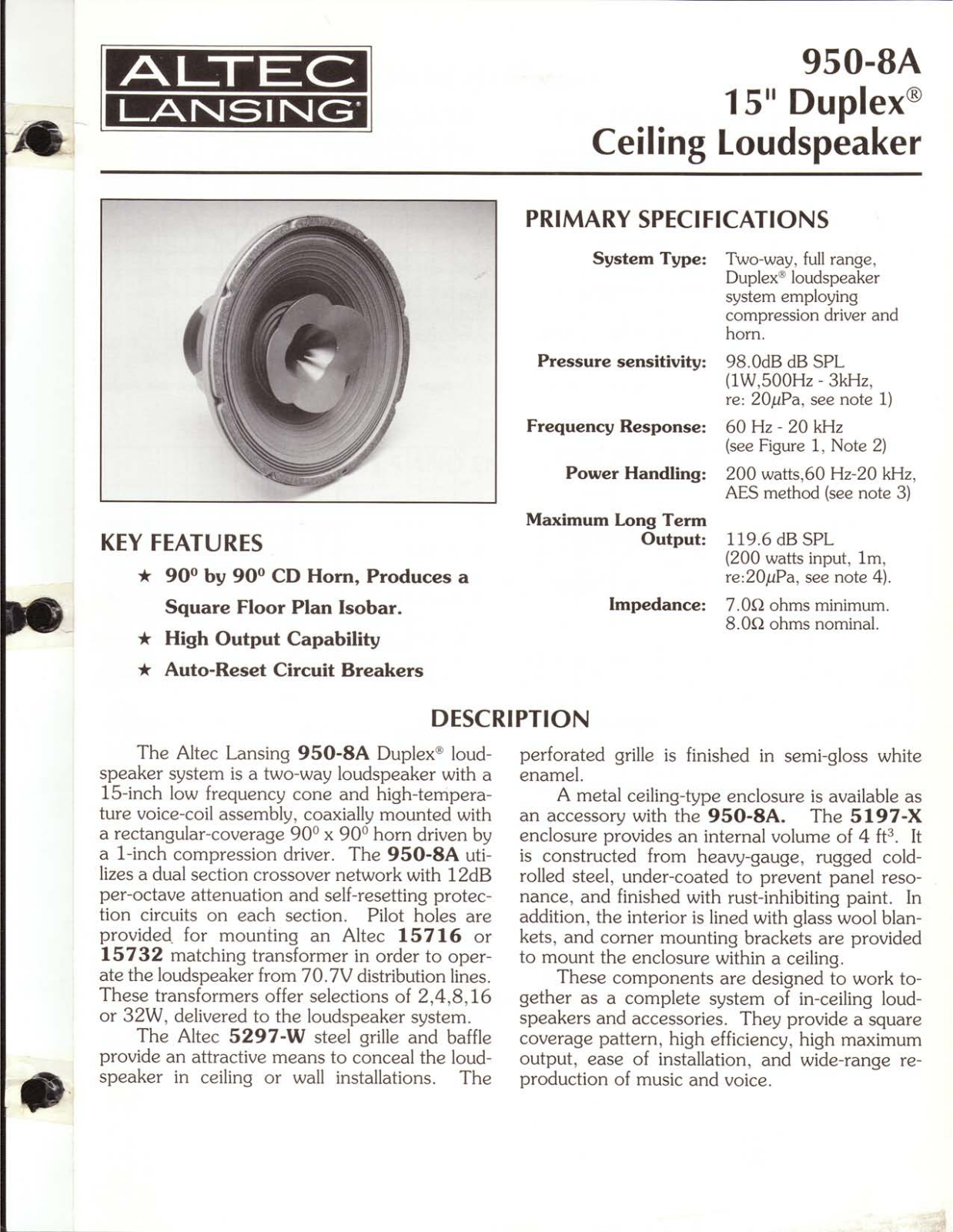 Altec lansing 950-8A User Manual