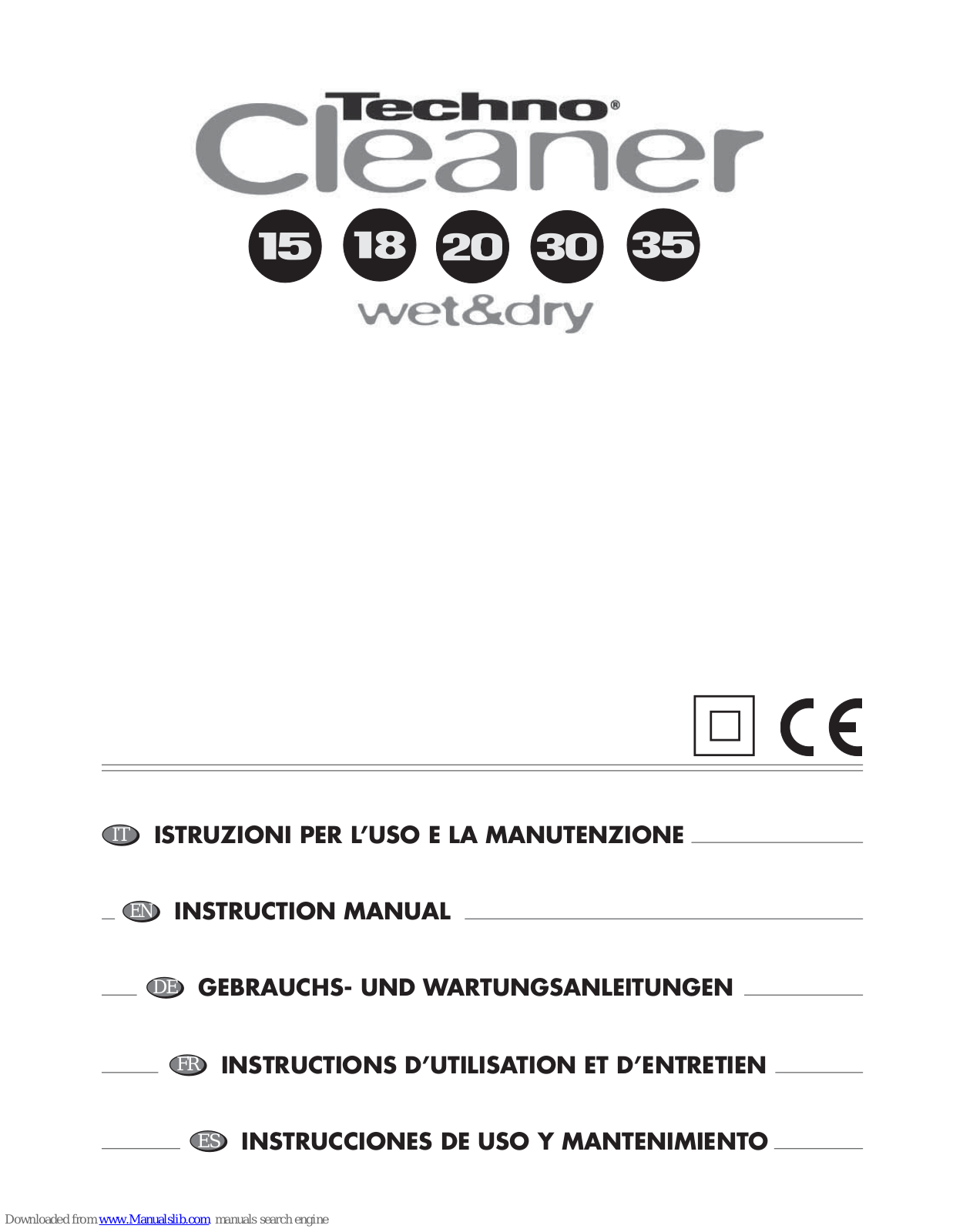 Gisowatt TechnoCleaner 15, TechnoCleaner 18, TechnoCleaner 20, TechnoCleaner 30, TechnoCleaner 35 Instruction Manual