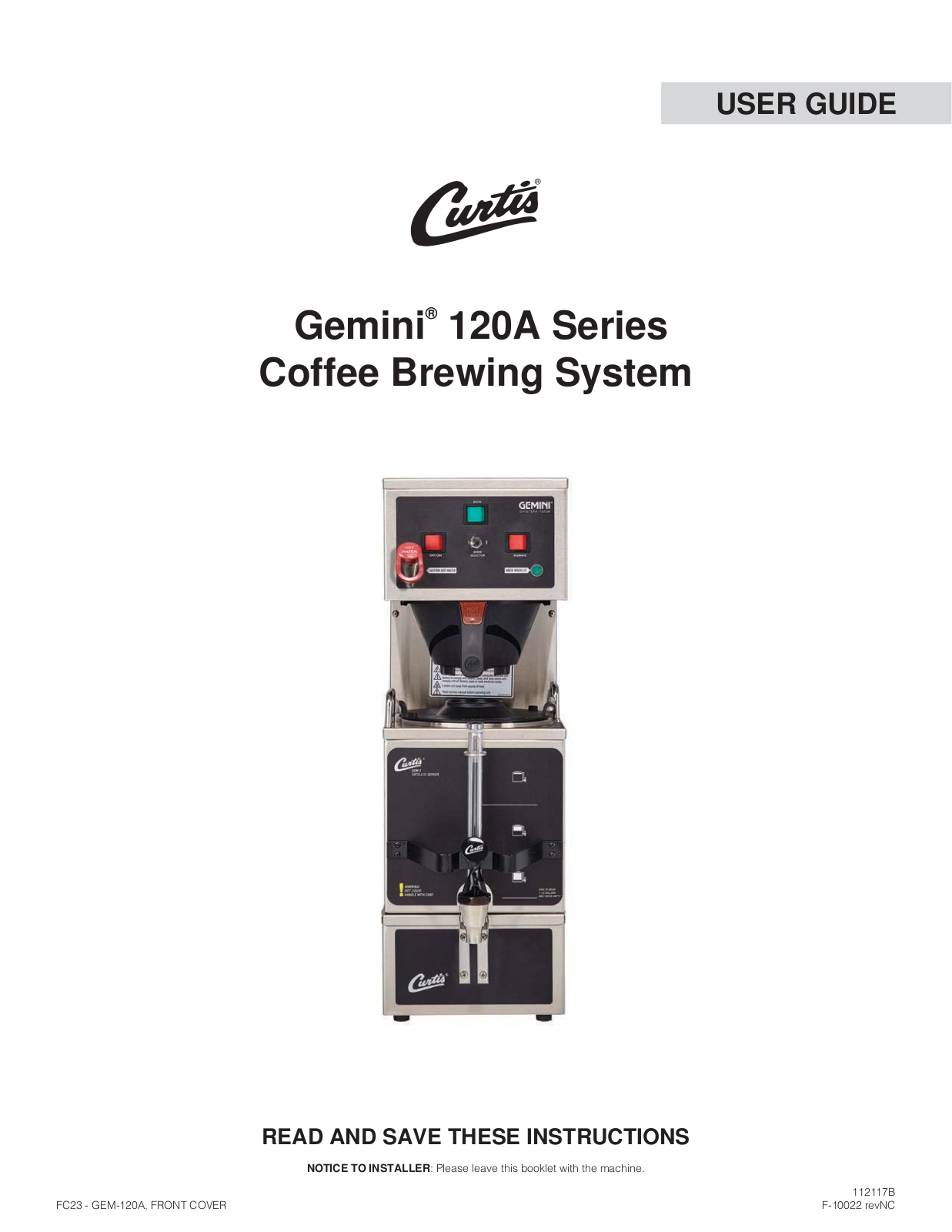 Curtis GEM-120A-10, GEM-120A-63, GEM-120A-30 User guide