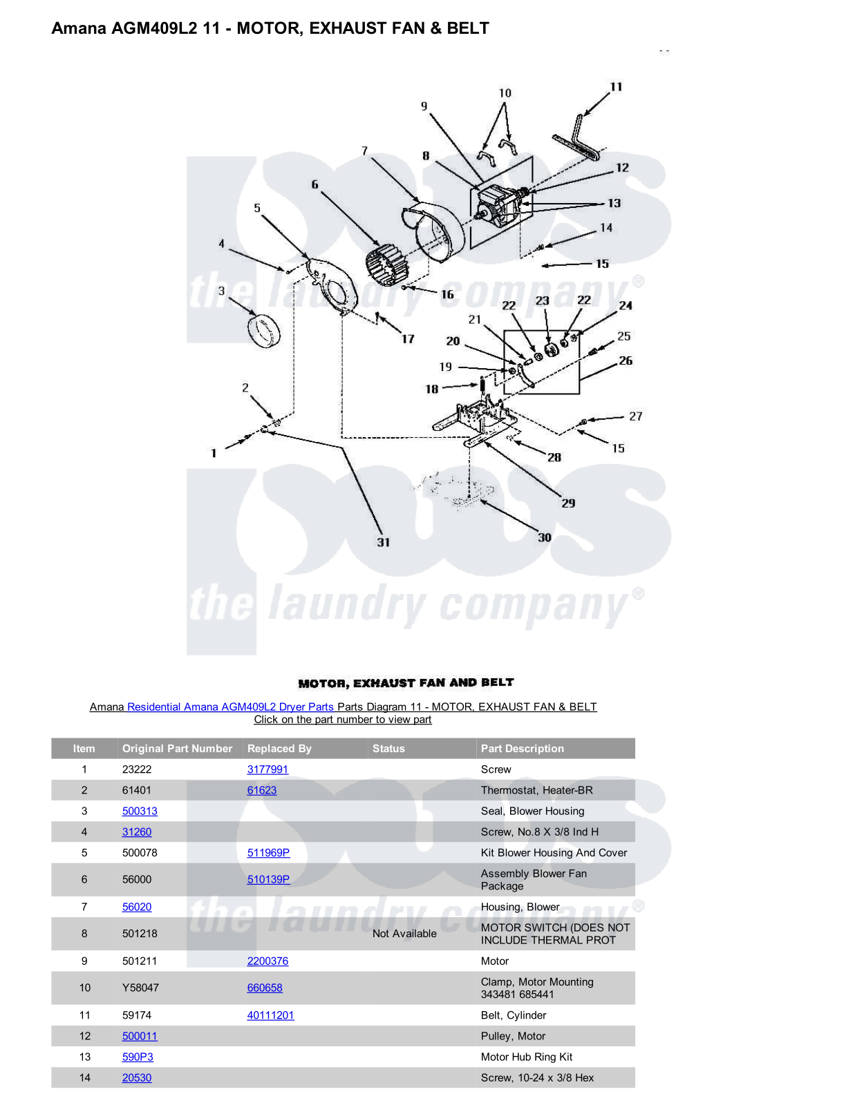 Amana AGM409L2 Parts Diagram