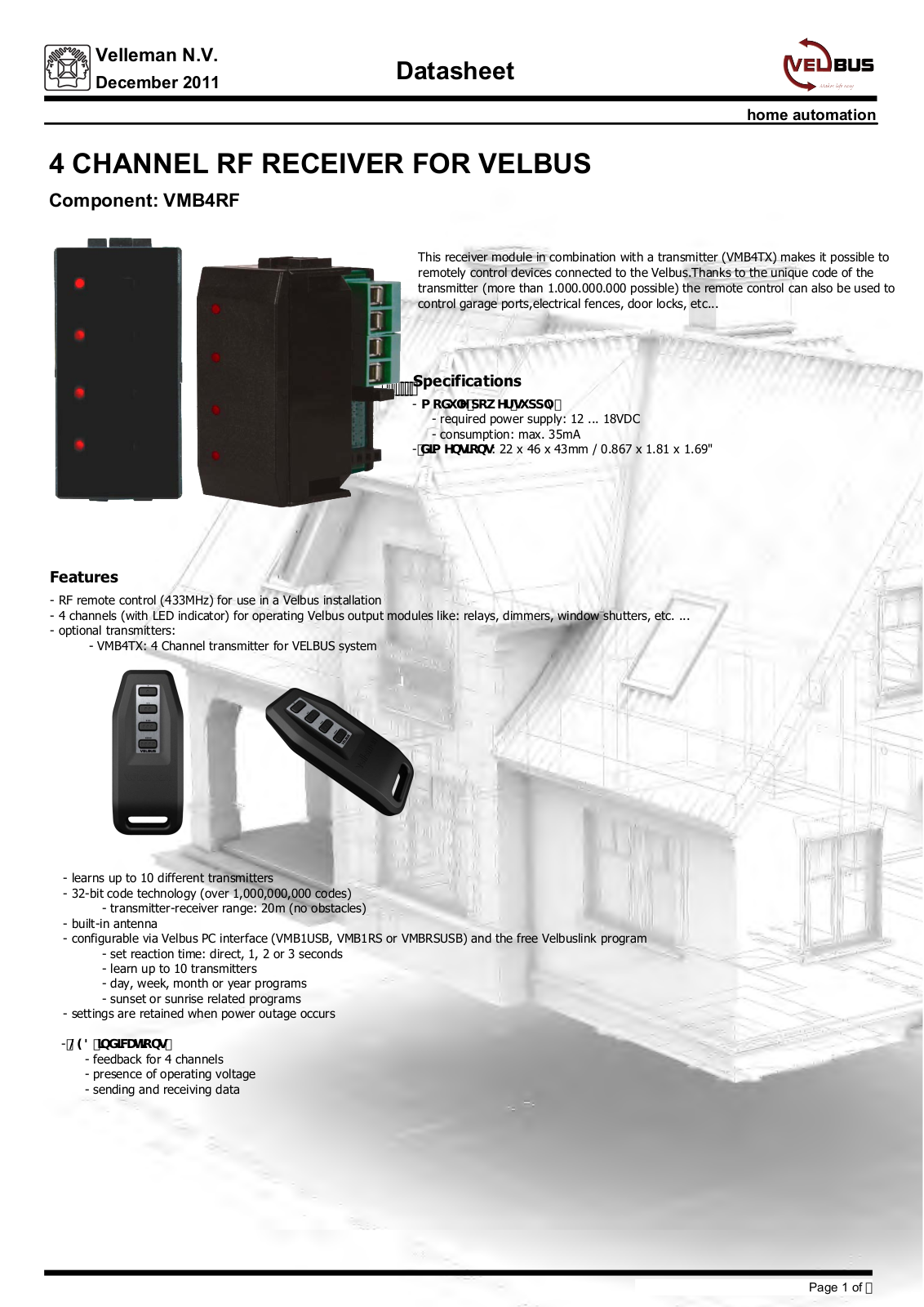 Velleman VMB4RF Datasheet