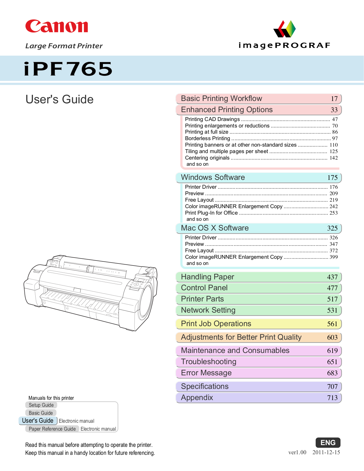 Canon iPF765 User Manual