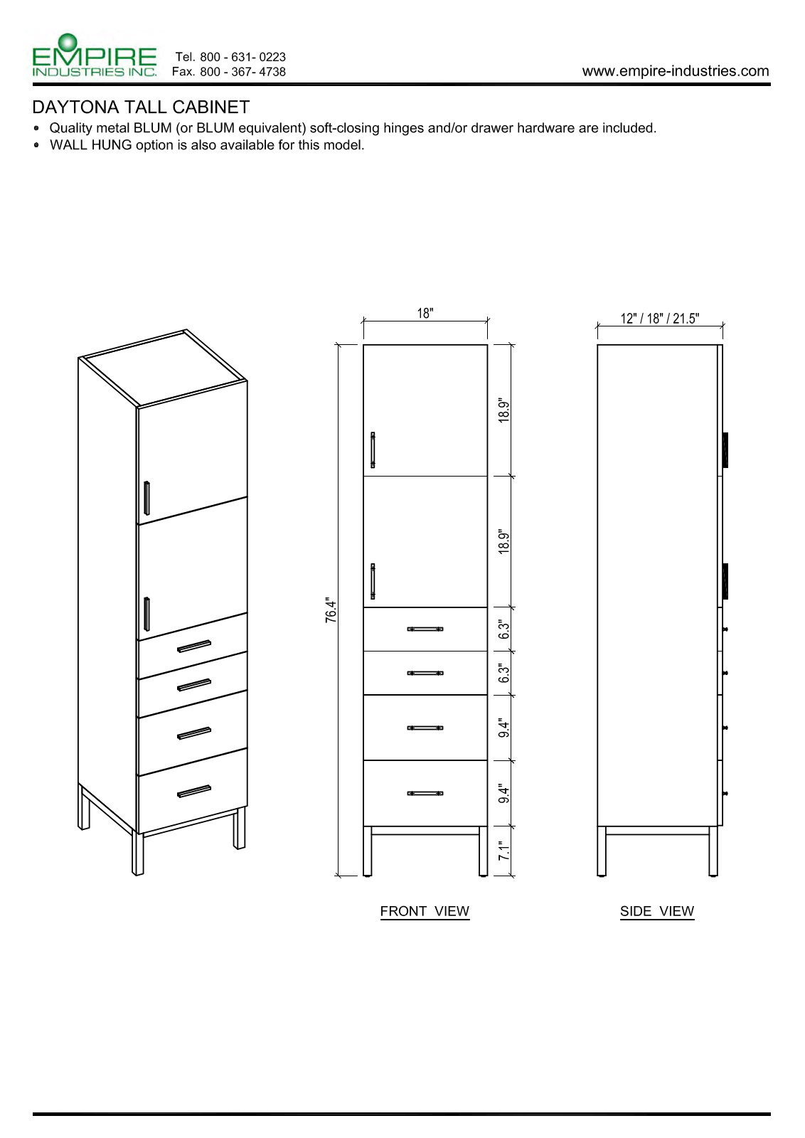 Empire Industries DC1824BWPK Specs