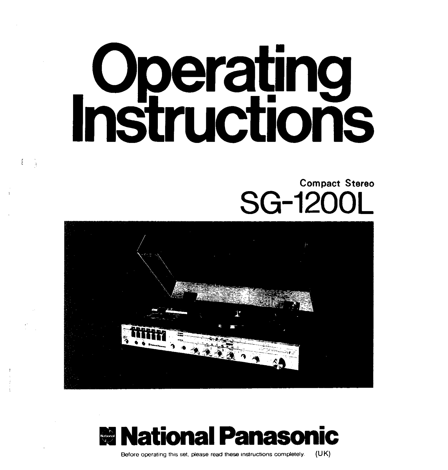 Panasonic SG-1200 User Manual