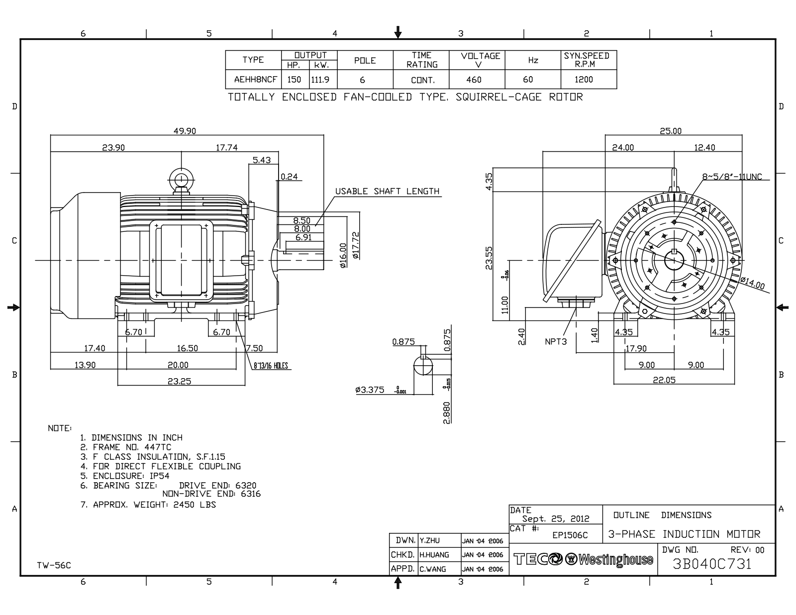 Teco EP1506C Reference Drawing