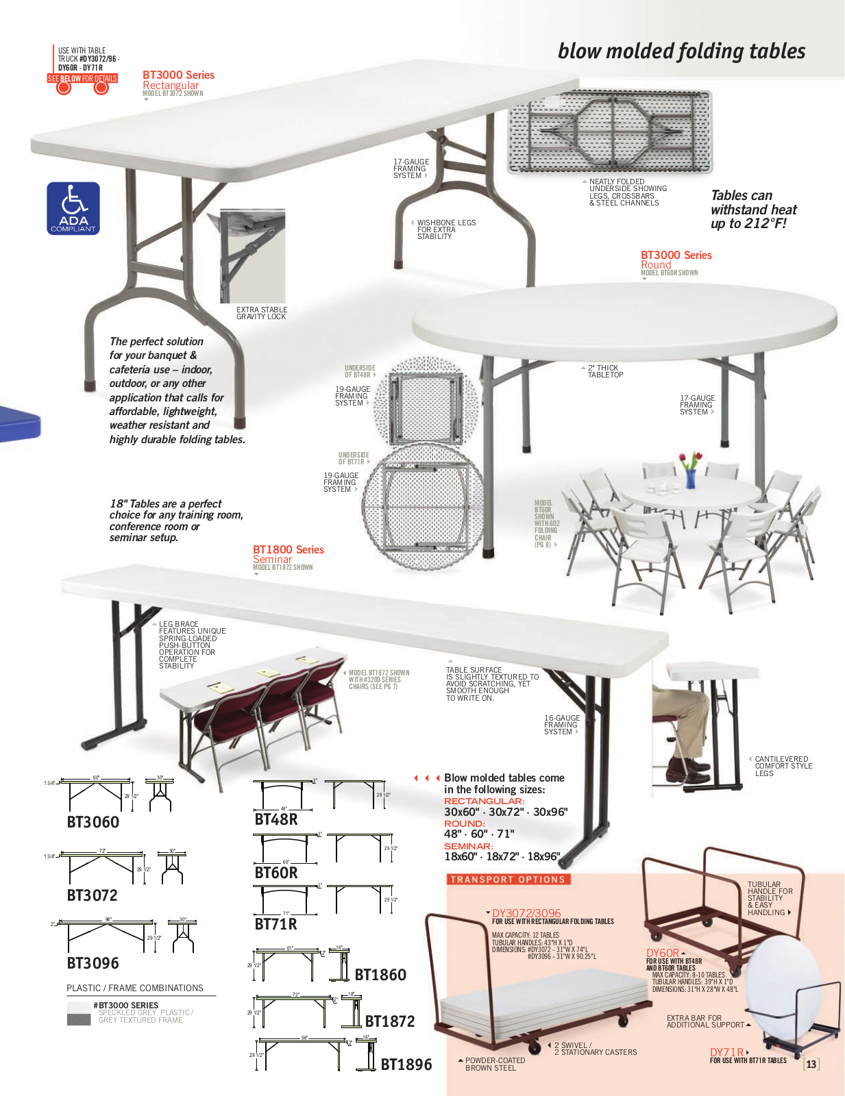 National Public Seating BT-1860, BT-3060, BT-48R, DY-71R, DY-60R User Manual