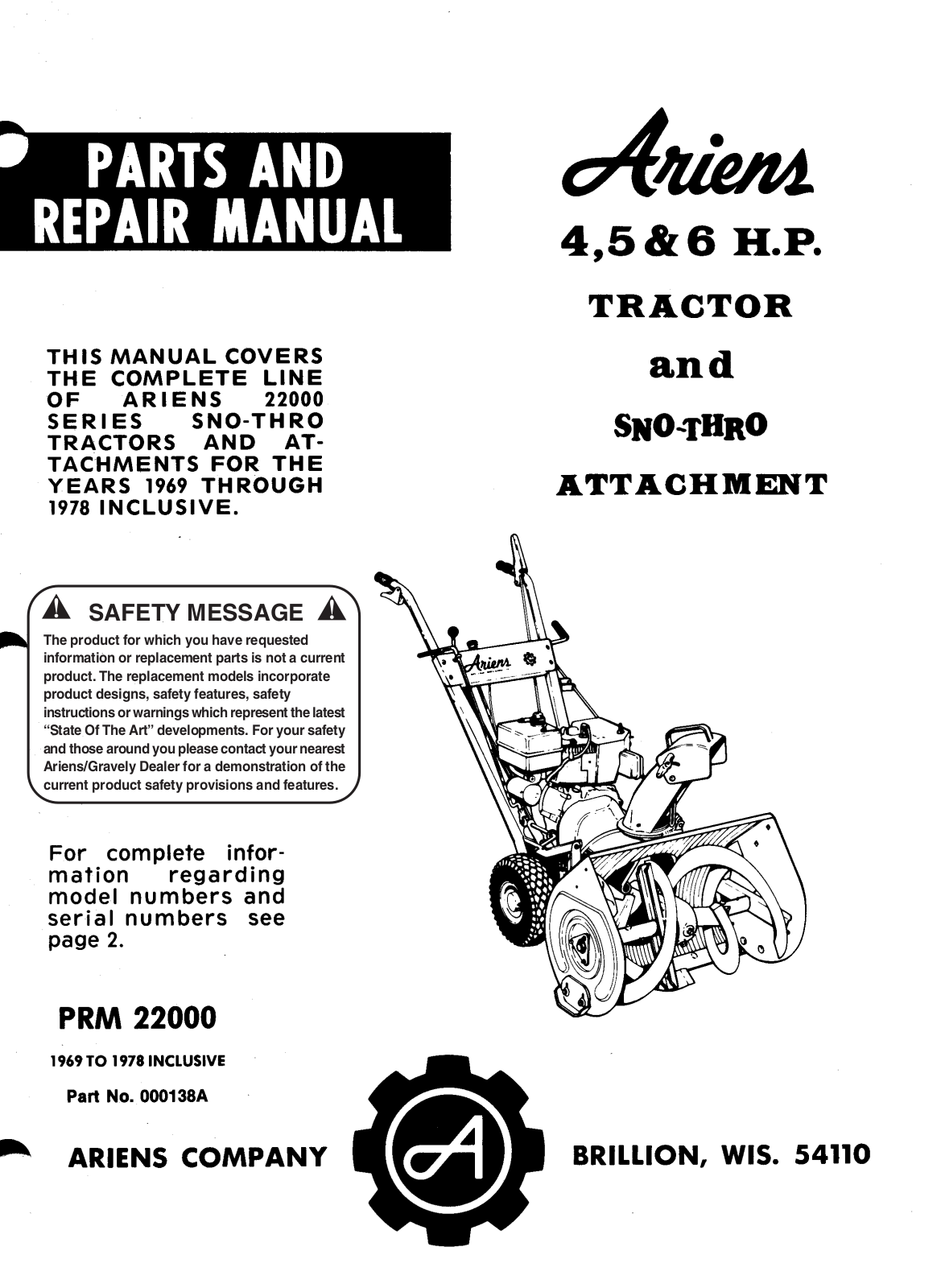 Ariens PRM 22000 User Manual