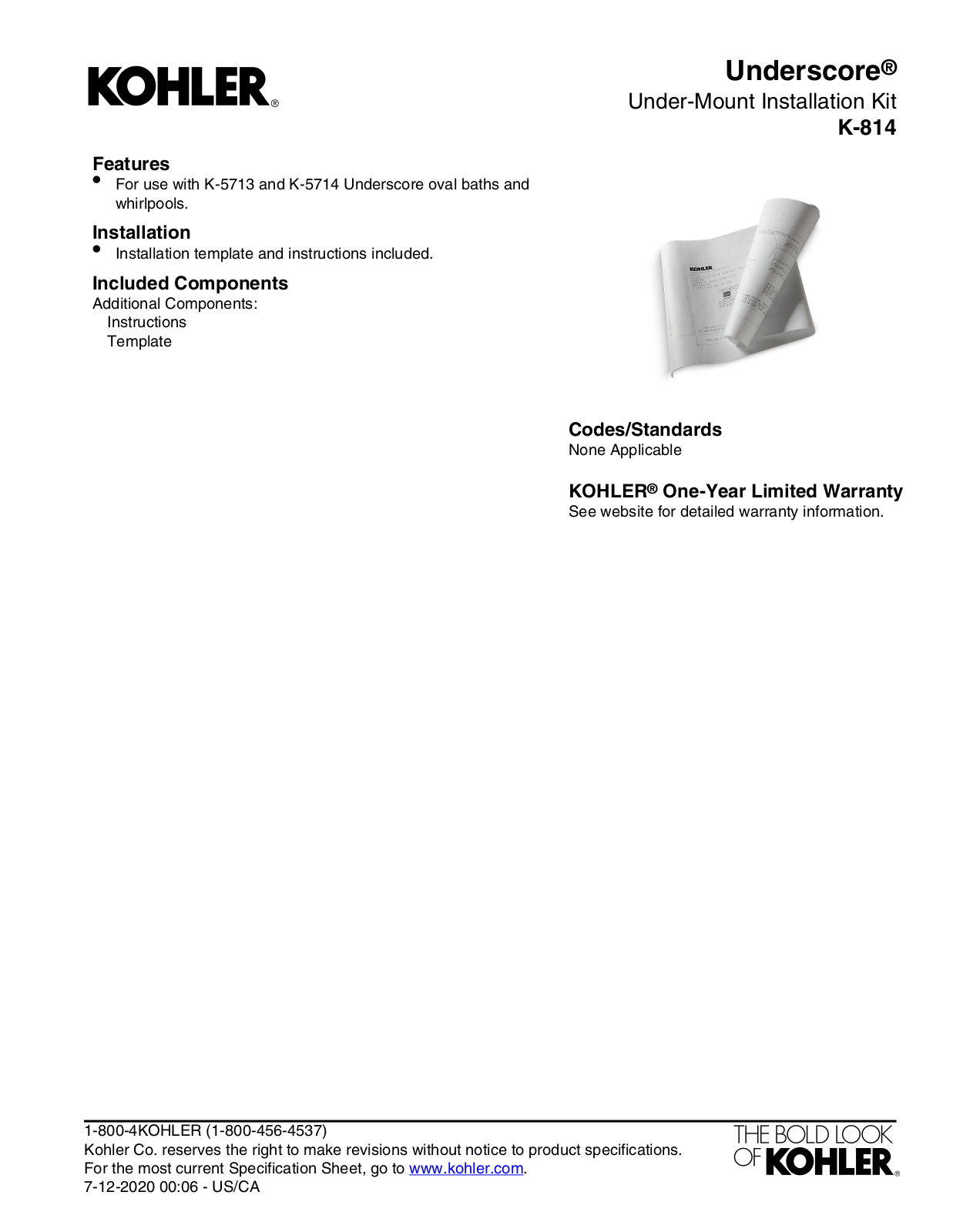 Kohler LBPR3688 Specifications - ManualMachine.com