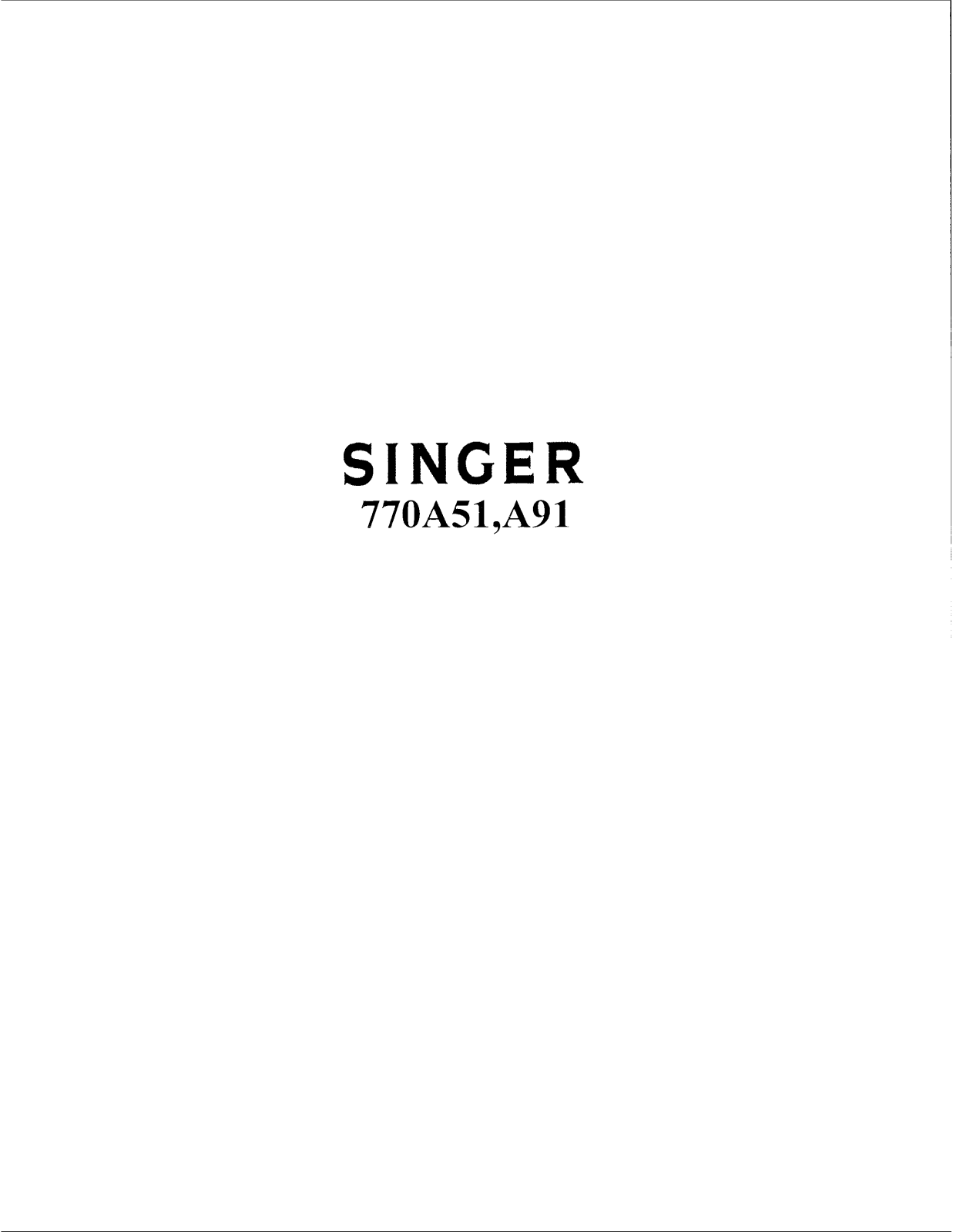 SINGER 770A51, 770A91 Parts List