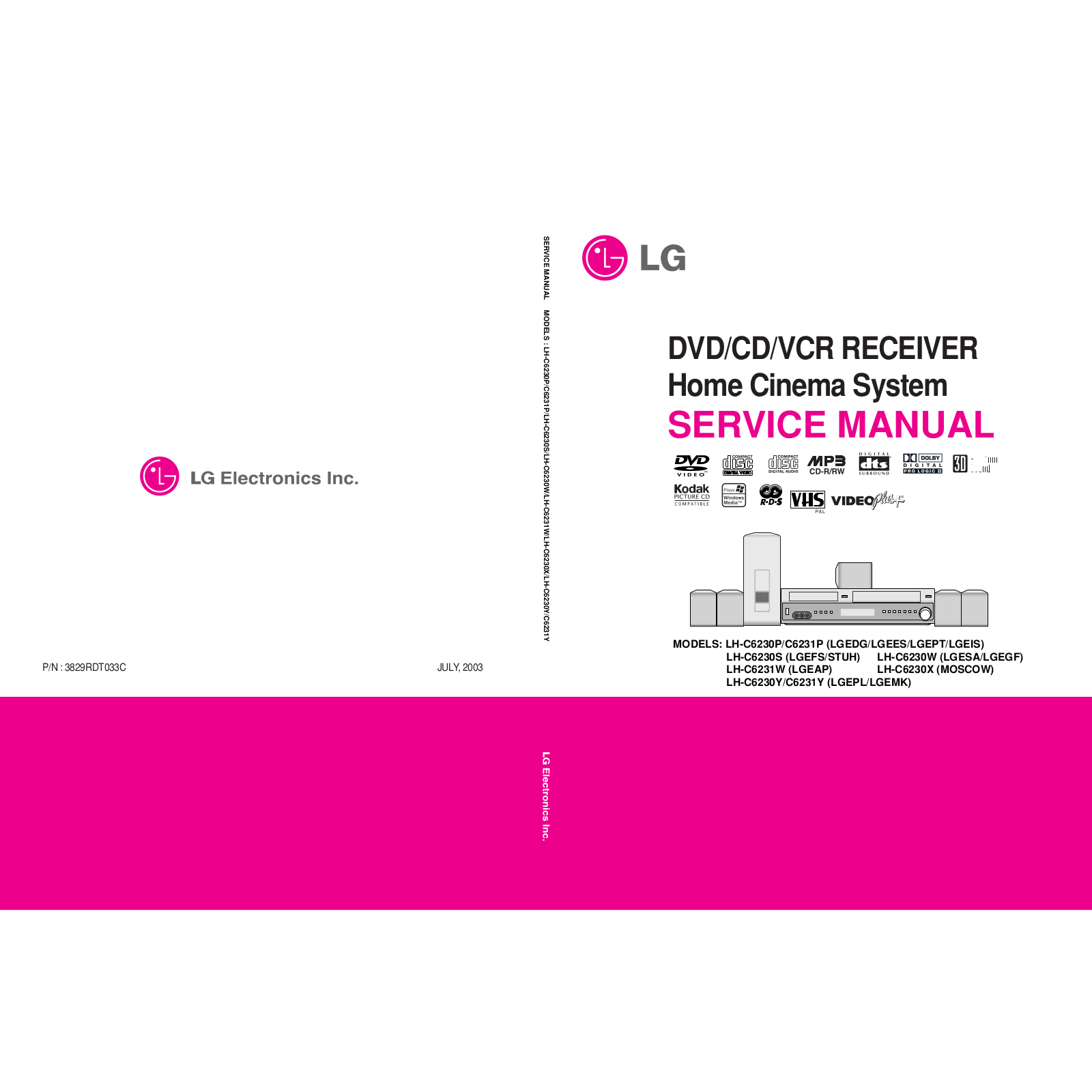 LG LH-C6230P, LH-C6230LGEDG, LH-C6230LGEES, LH-C6230LGEPT, LH-C6230LGEIS Service Manual
