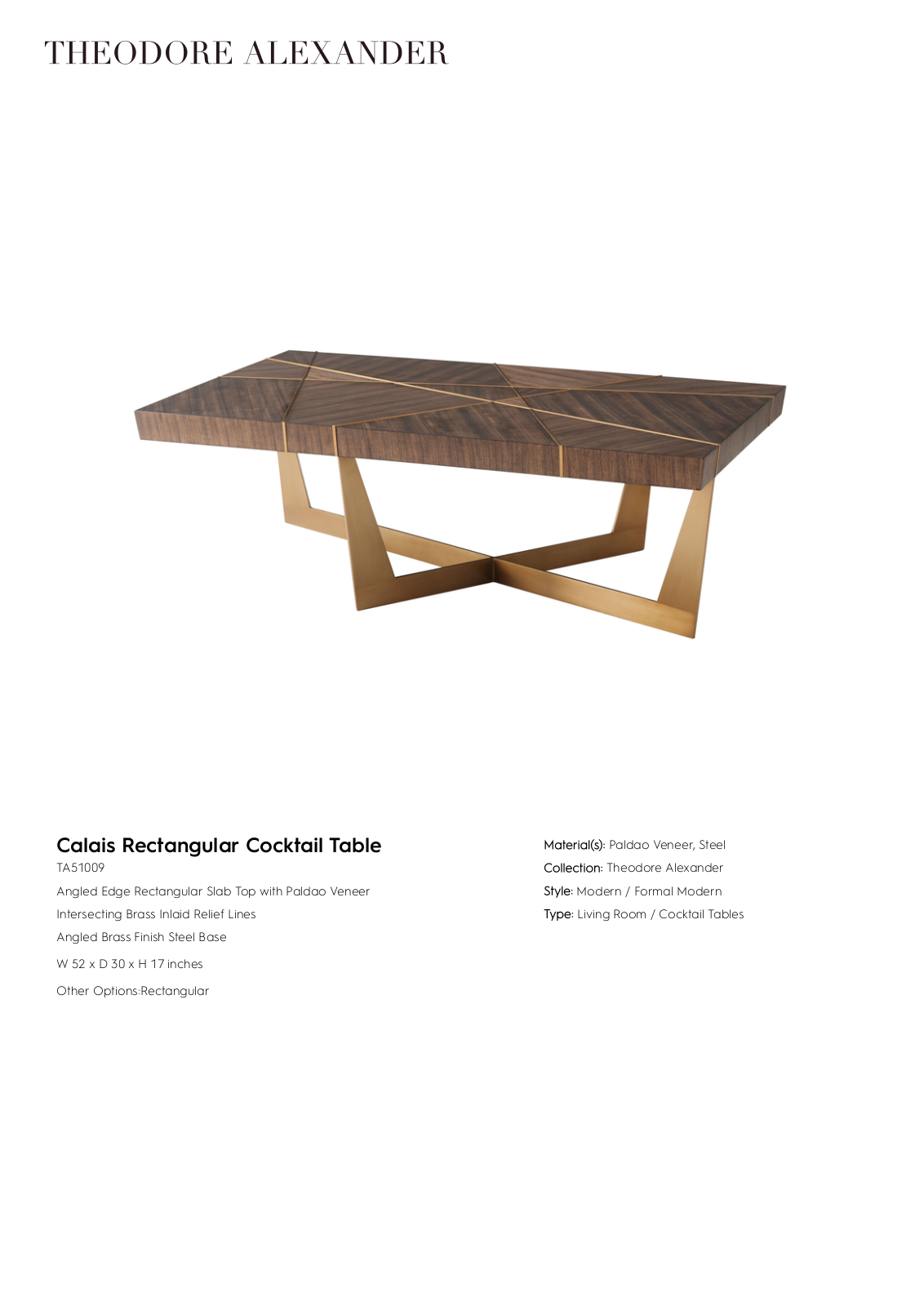 Theodore Alexander FPLJ3996 Specifications - ManualMachine.com
