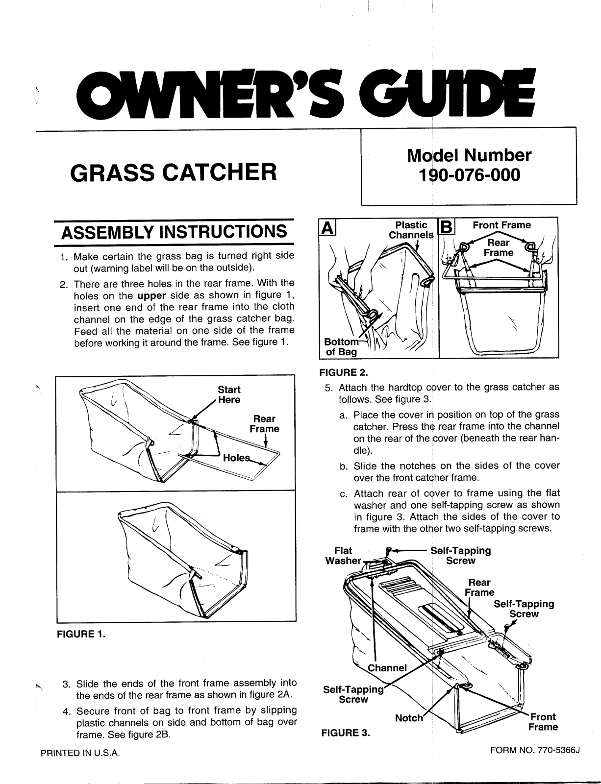 Mtd OEM-190-076 INSTRUCTIONS MANUAL