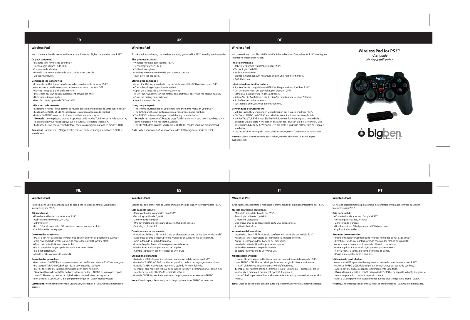 BIGBEN INTERACTIVE WIRELESS PAS FOR PS3 User Manual