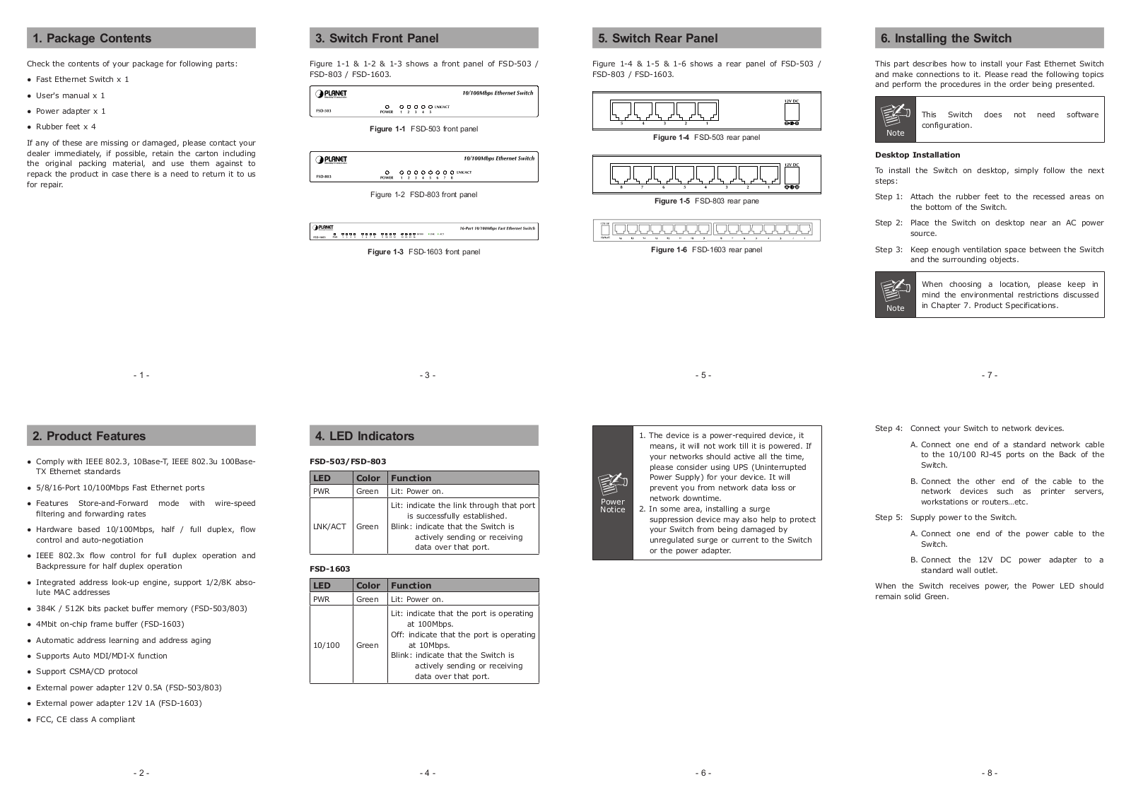 Planet Technology FSD-503 User Manual