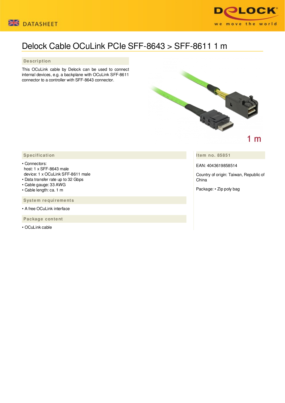 DELOCK 85851 Datasheet - ManualMachine.com