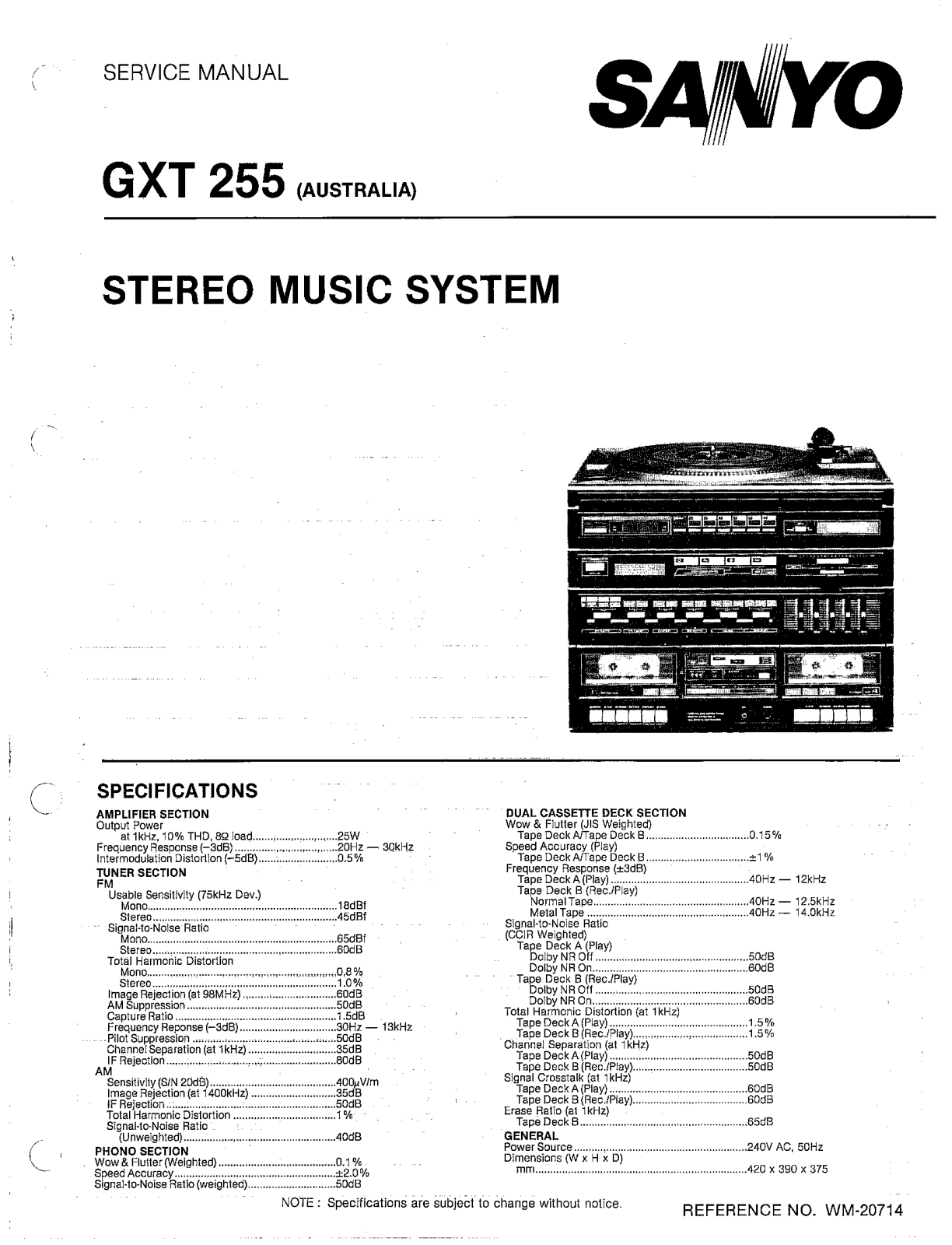 Sanyo GXT-255 Service manual