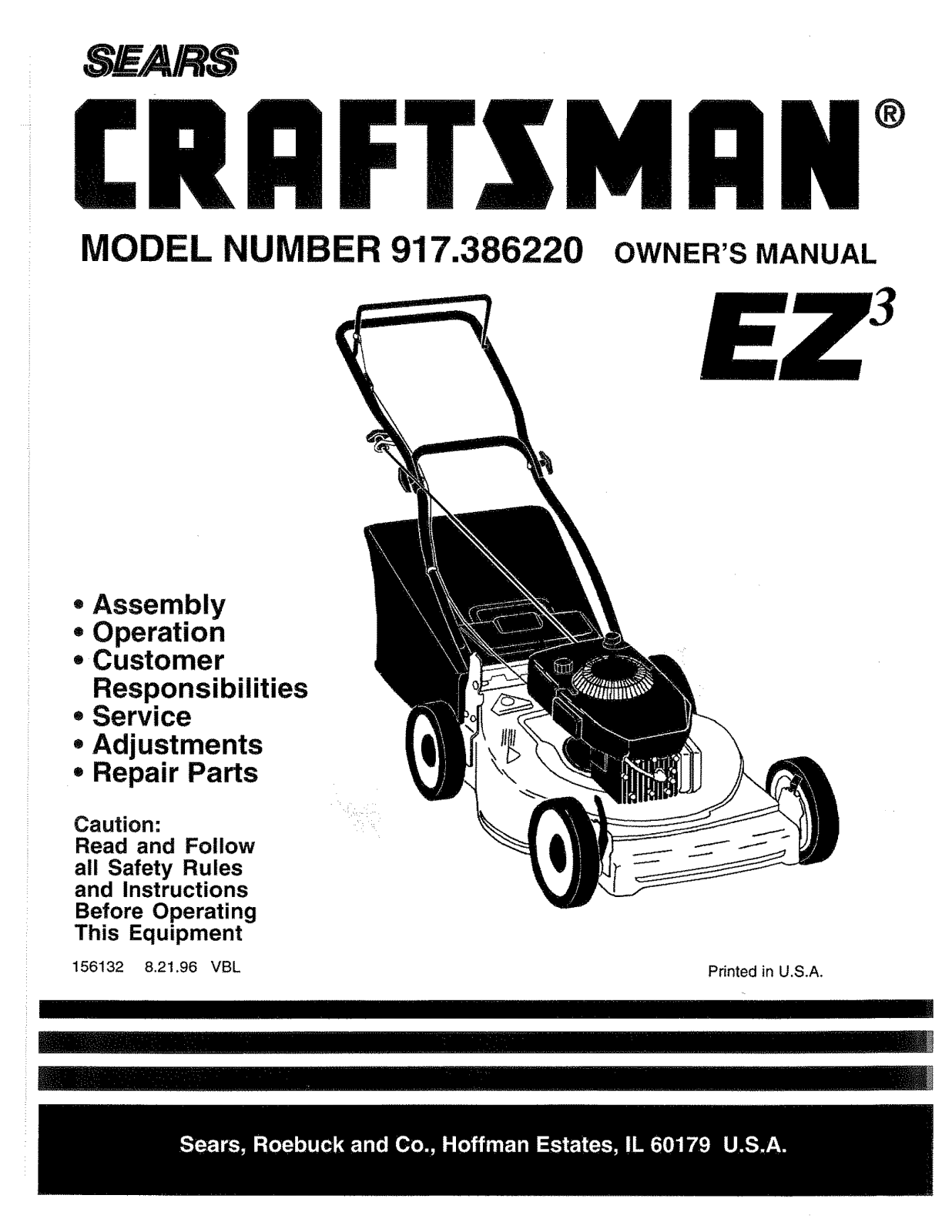 Craftsman 917386220 Owner’s Manual