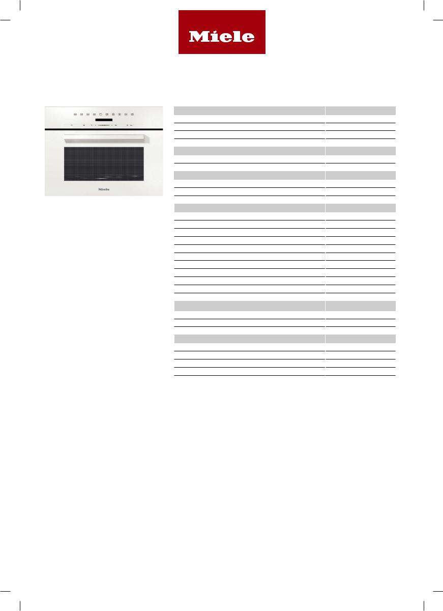 Miele M7244TCW Specifications Sheet