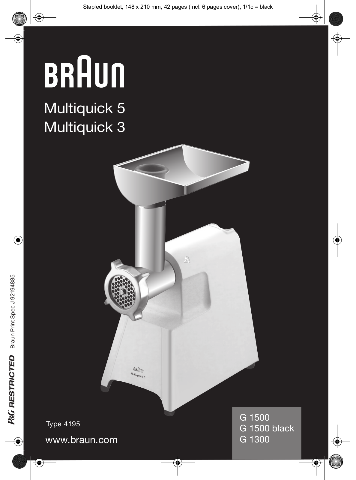 Braun G 1500, G 1300 Operating Instructions