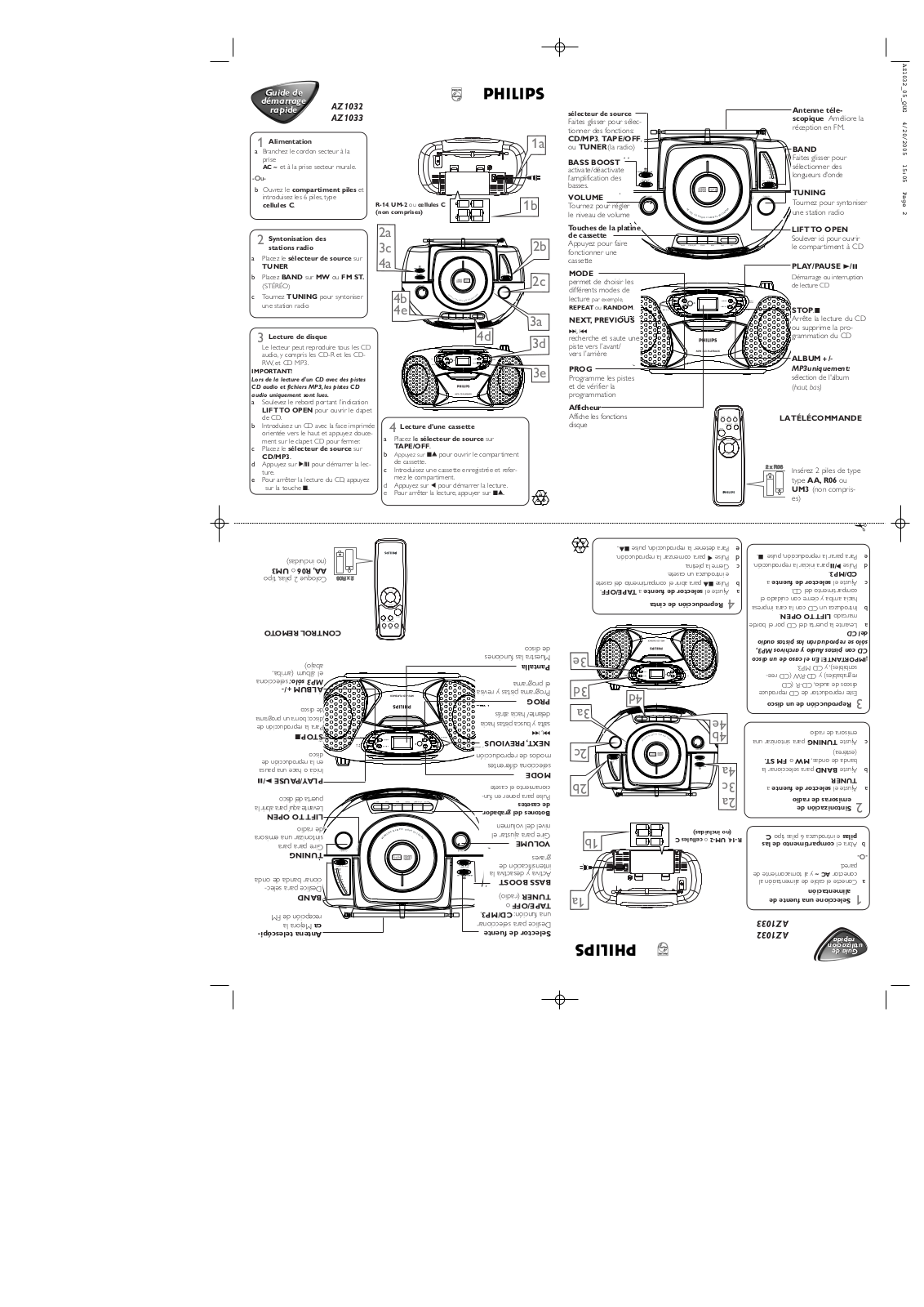 Philips AZ1033 QUICK START GUIDE