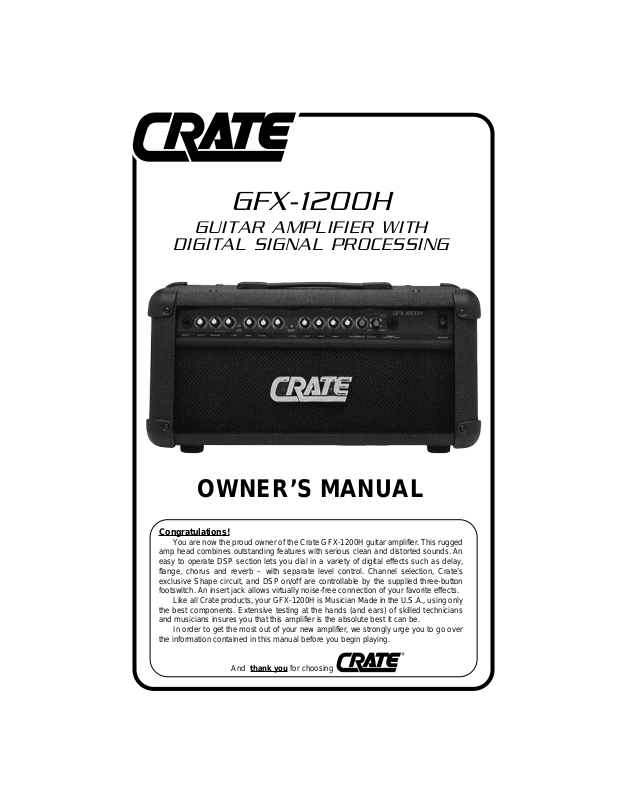 Crate Amplifiers GFX1200H User Manual