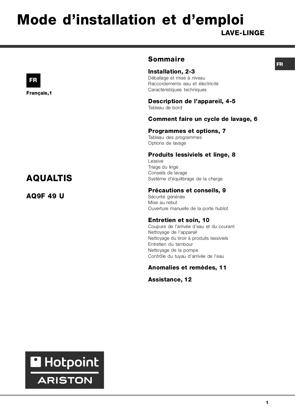 Hotpoint AQ9F 49 U User Manual