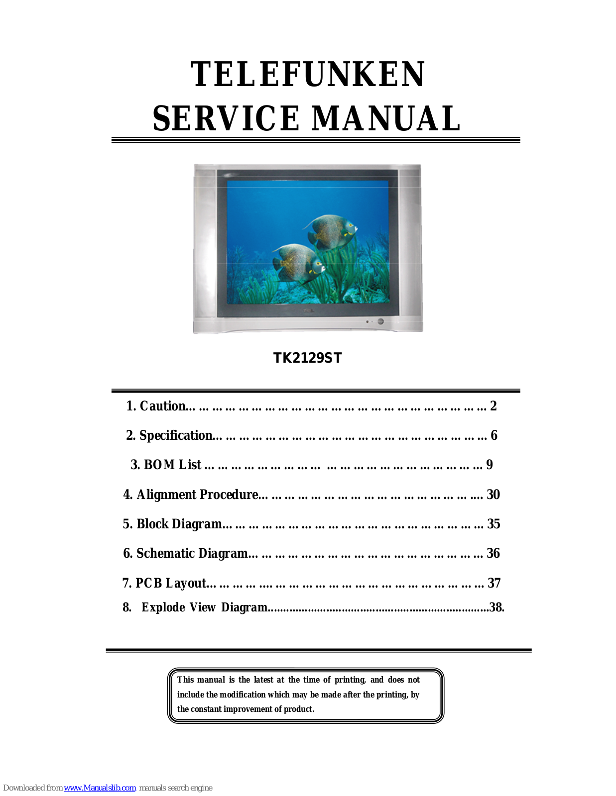 Telefunken TK2129ST Service Manual