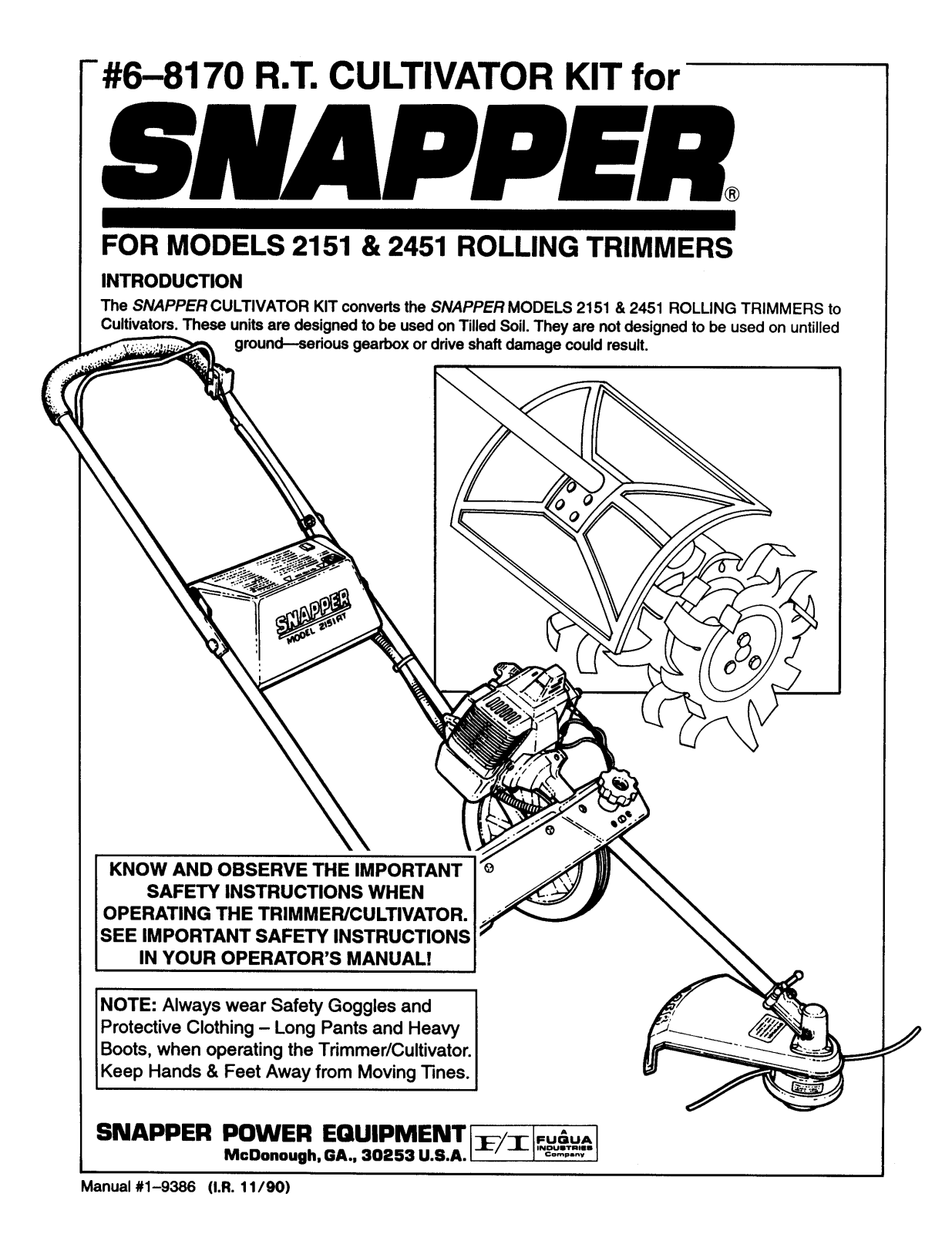 Snapper 2151 User Manual