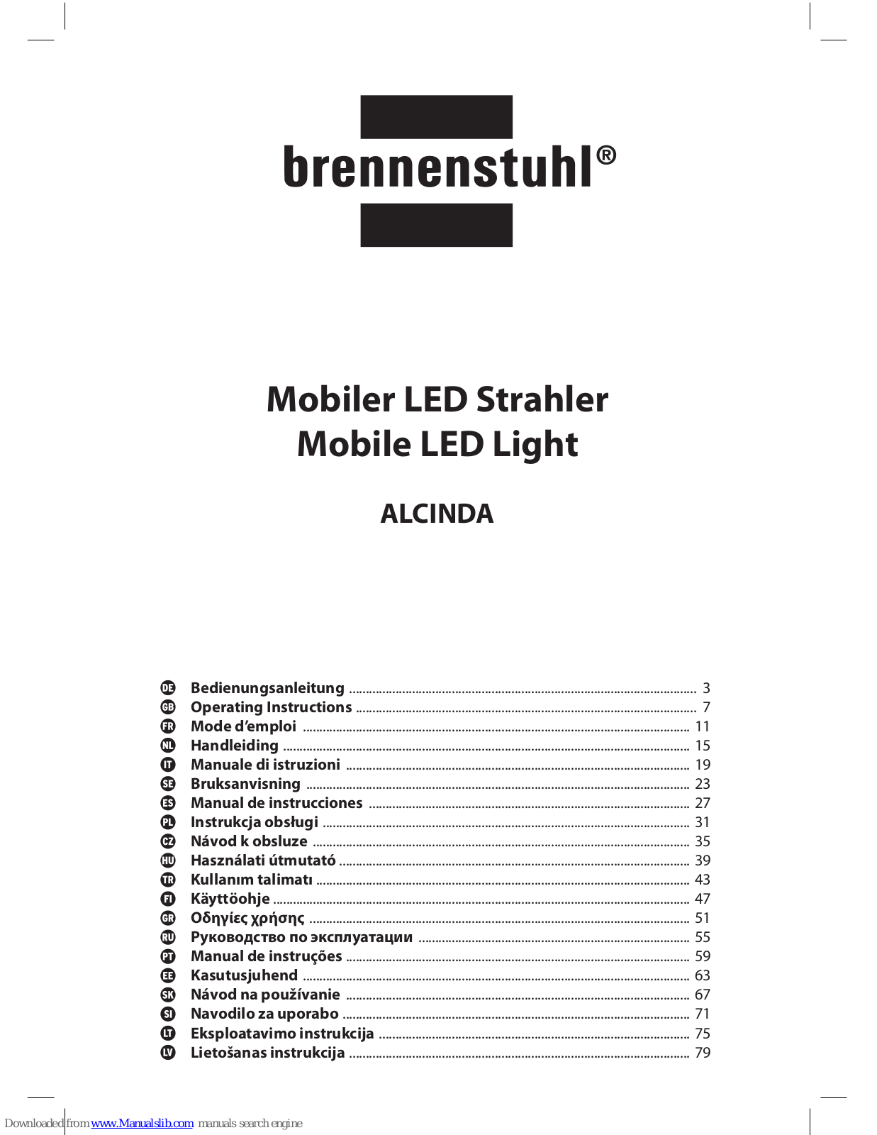 brennenstuhl ALCINDA SERIES, ALCINDA 1000, ALCINDA 2000, ALCINDA 2000 P, ALCINDA 3000 P Operating Instructions Manual