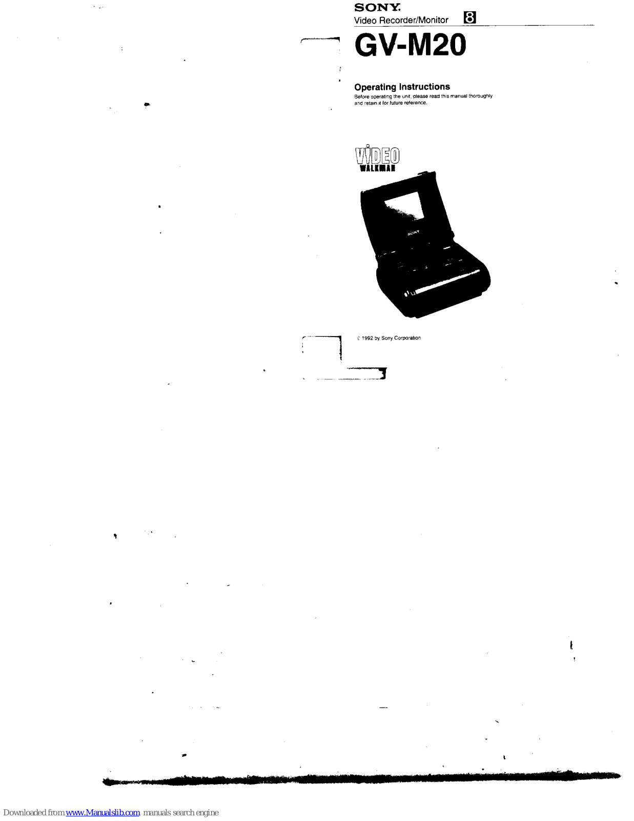 Sony Video Walkman GV-M20 Operating Instructions Manual