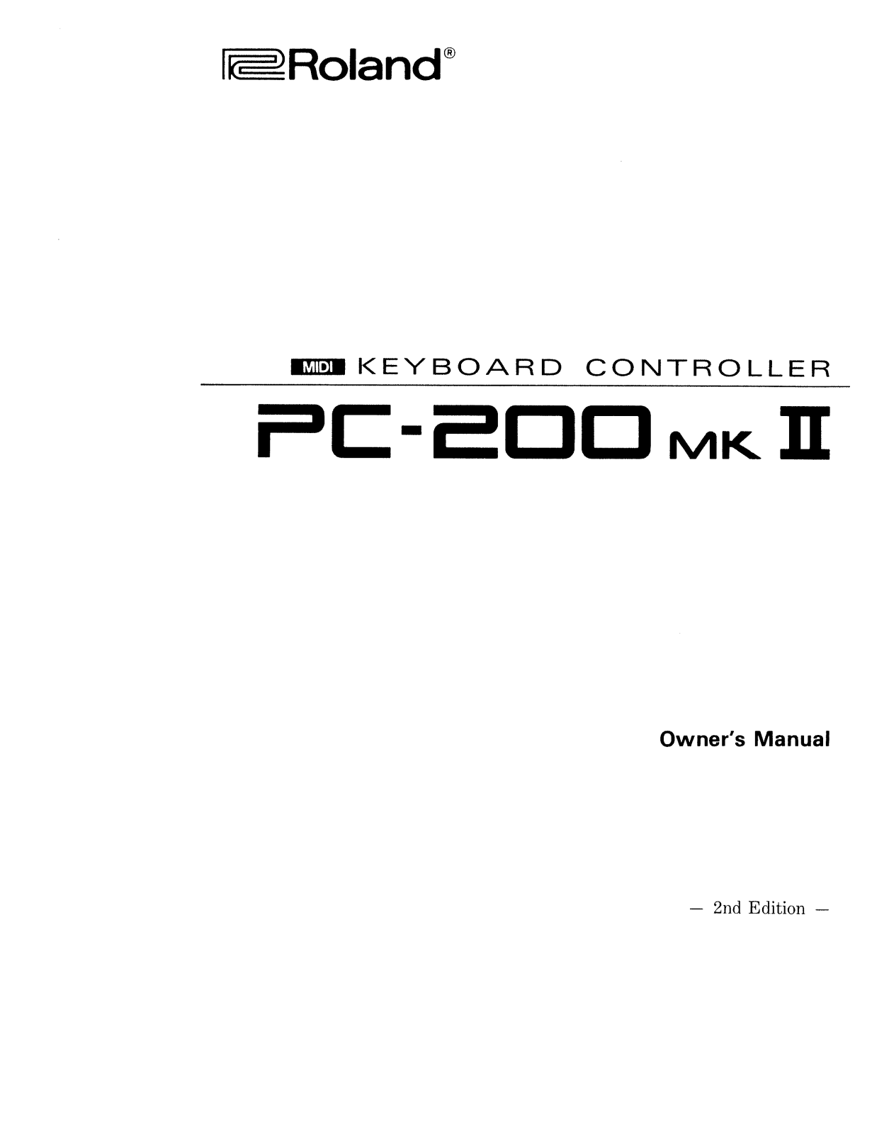 Roland Corporation PC-200 mkII Owner's Manual