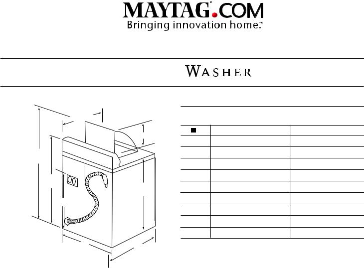 Maytag SAV515DEWW Dimension Guide