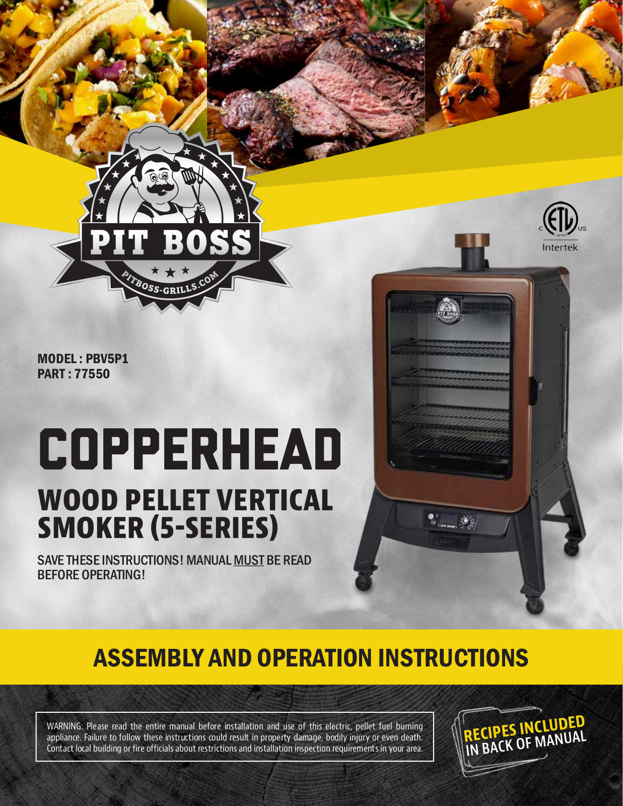 Pit boss PBV5P1 User Manual