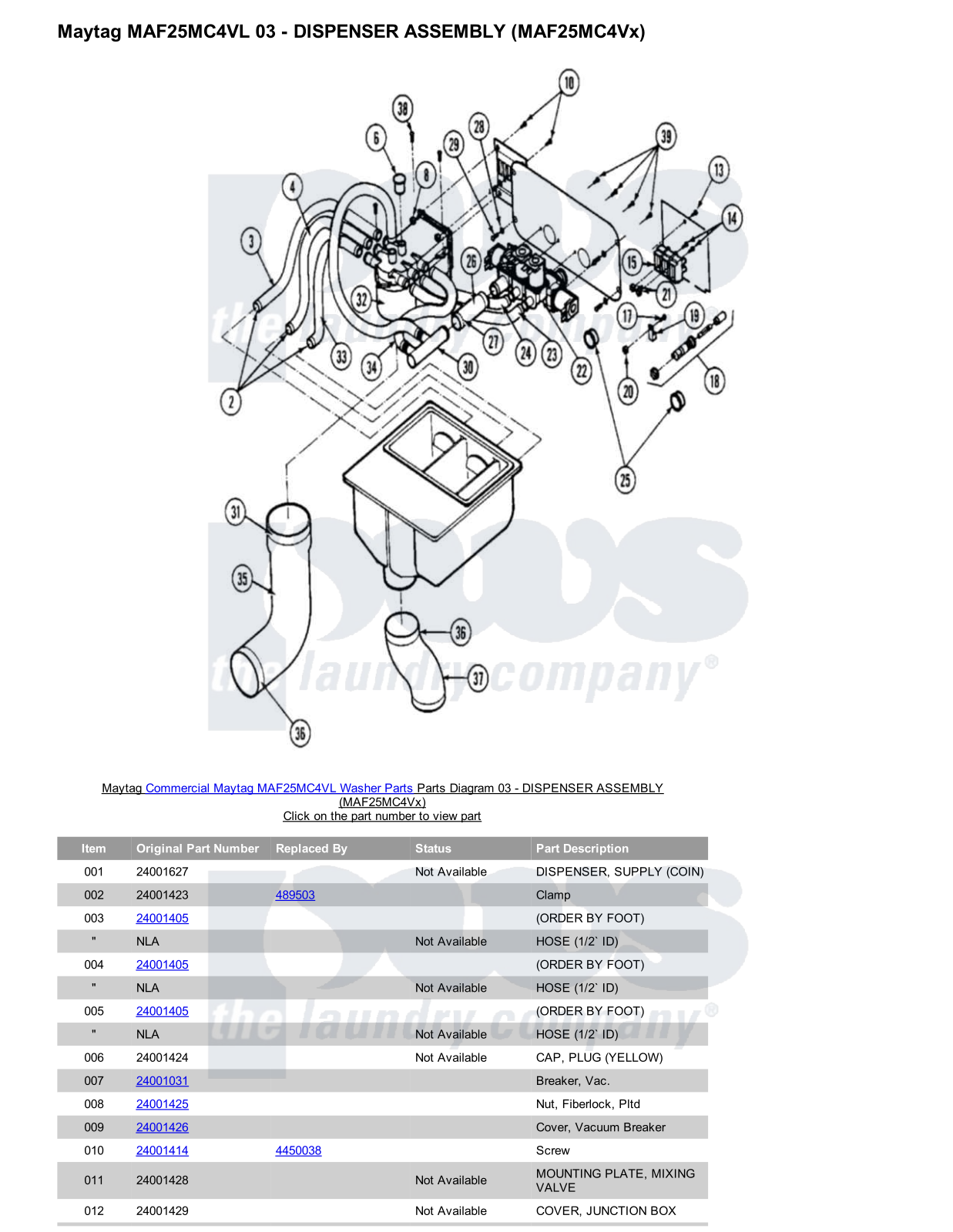 Maytag MAF25MC4VL Parts Diagram