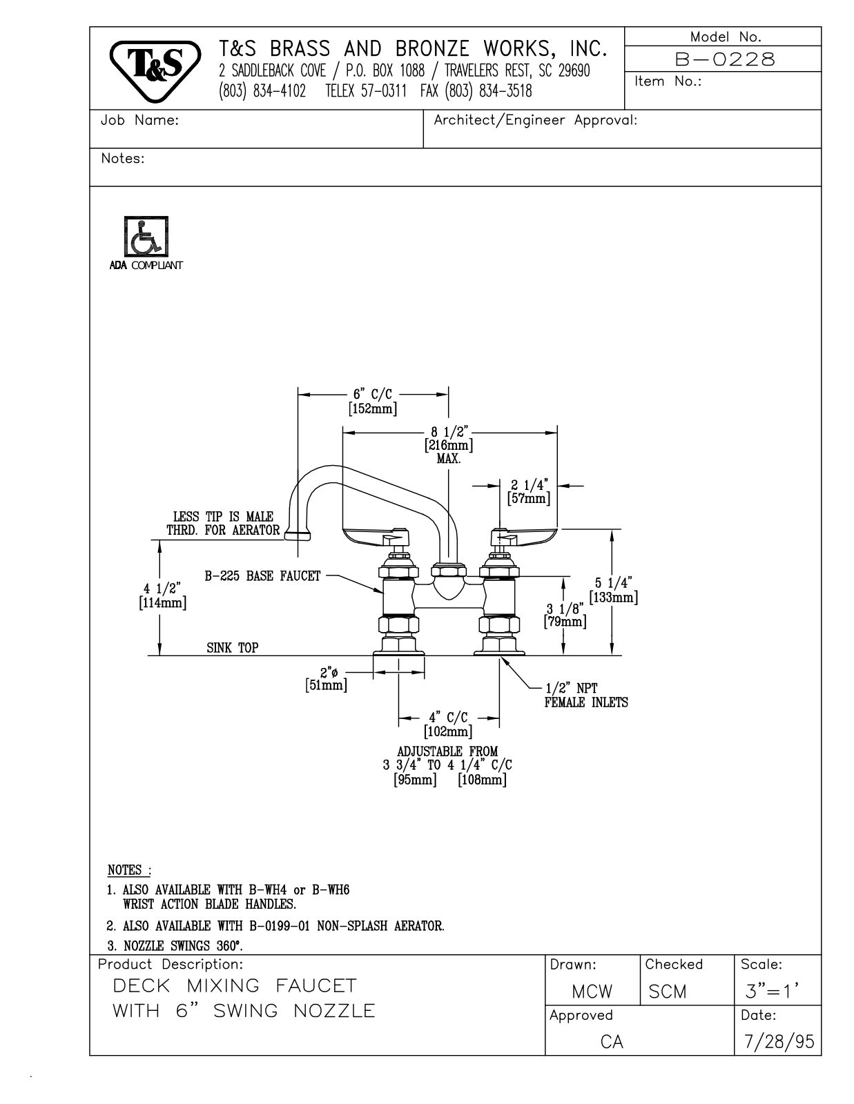 T & S Brass & Bronze Works B-0228 General Manual