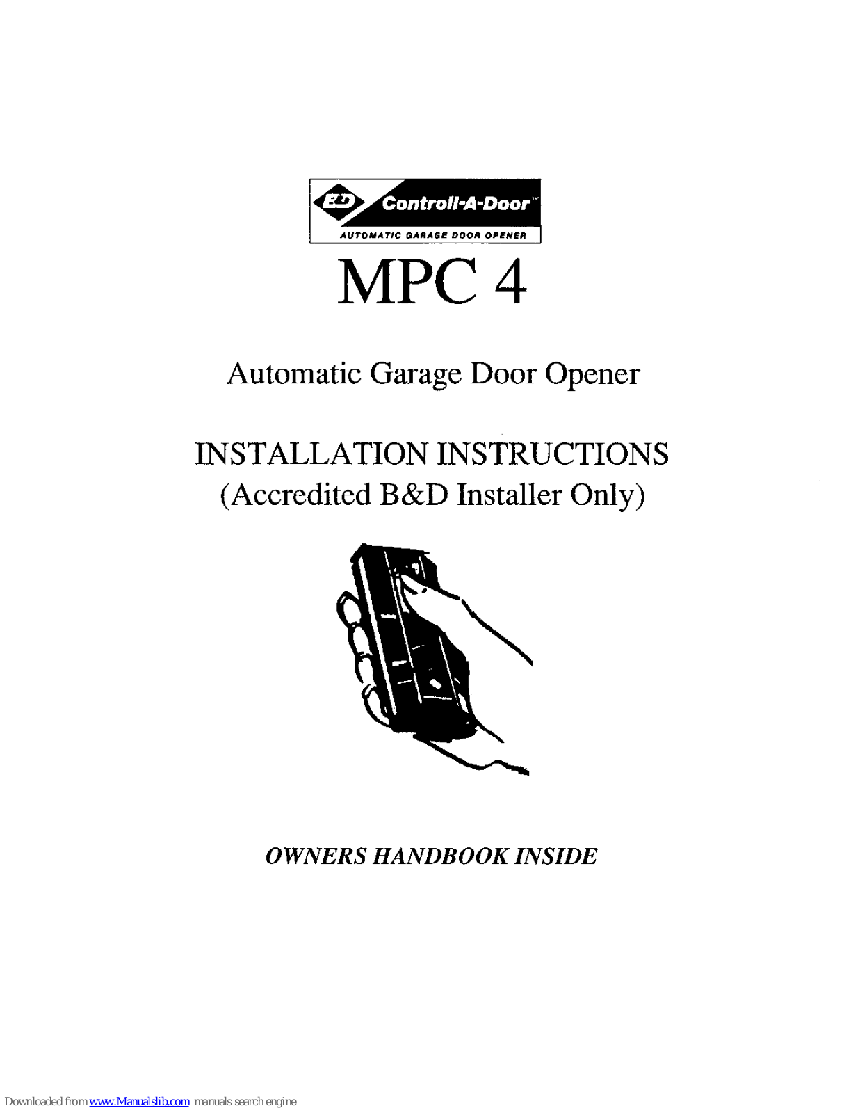 Control-A-Door MPC 4 Installation Instructions Manual - ManualMachine.com