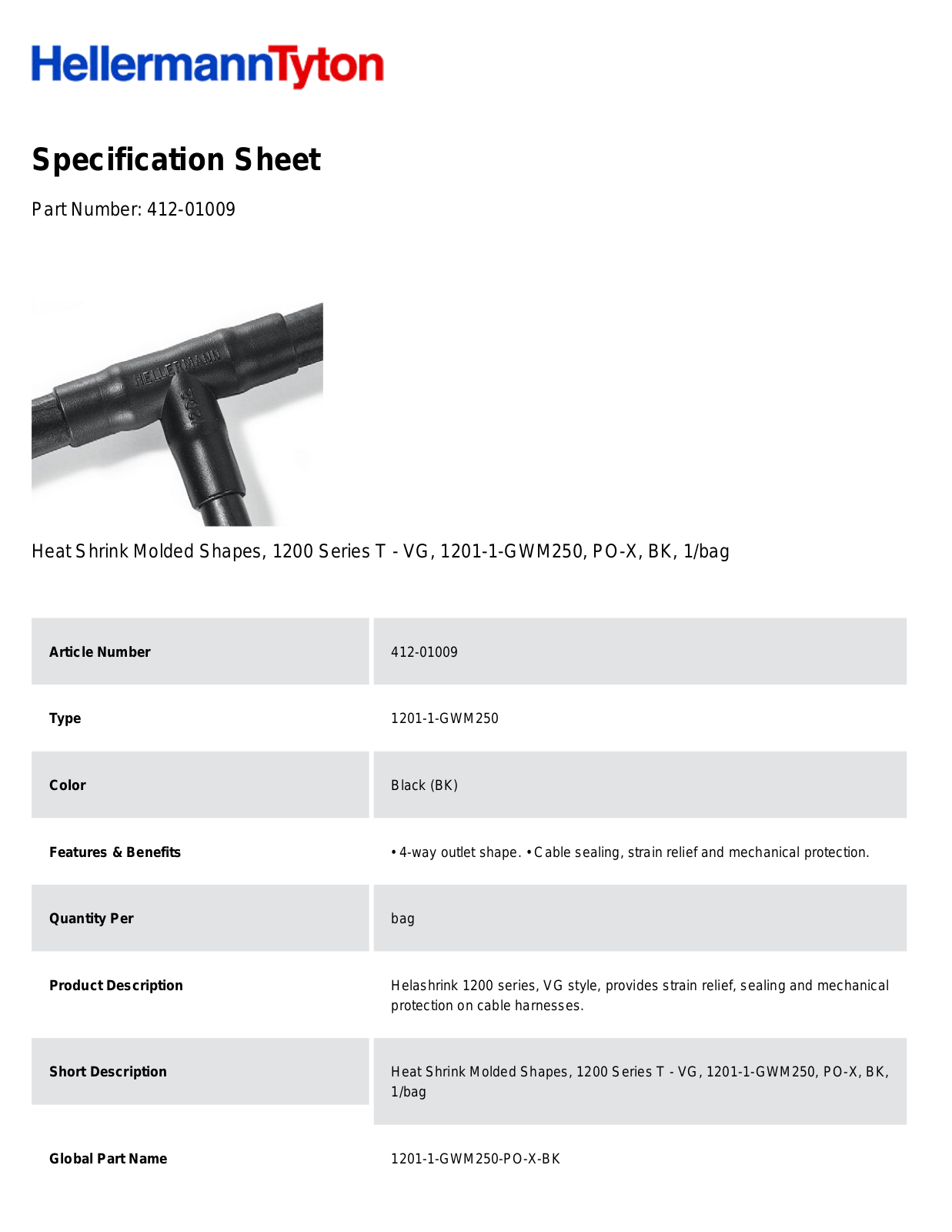 HellermannTyton 412-01009 Specification Sheet - ManualMachine.com
