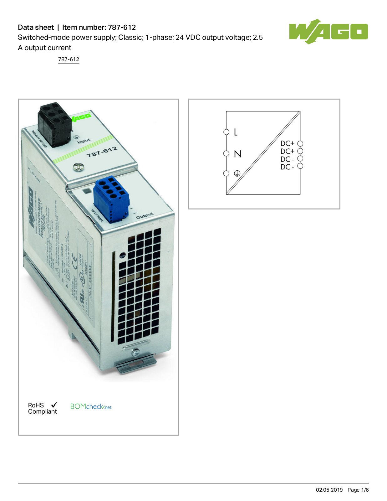 Wago 787-612 Data Sheet