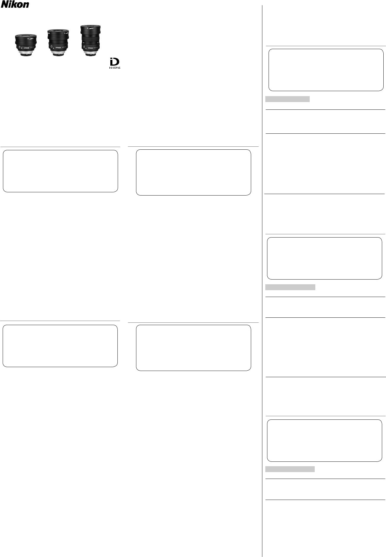 Nikon Eyepieces SEP Instructions for use