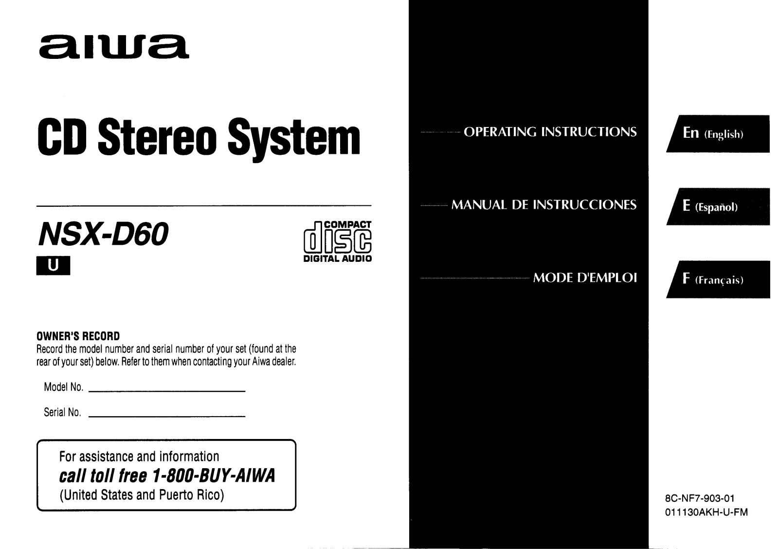 Sony CXND60 Operating Manual