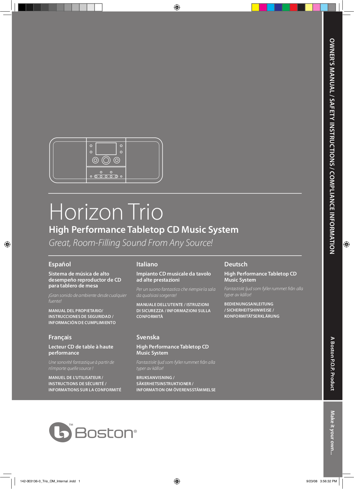 BOSTON ACOUSTICS TRIO User Manual