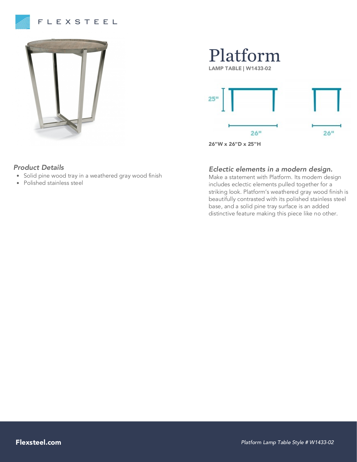 Flexsteel W1433-02 Specification Sheet