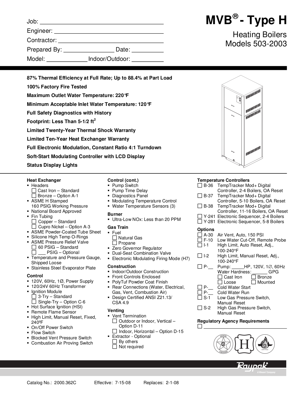 Raypak H7-1003 User Manual