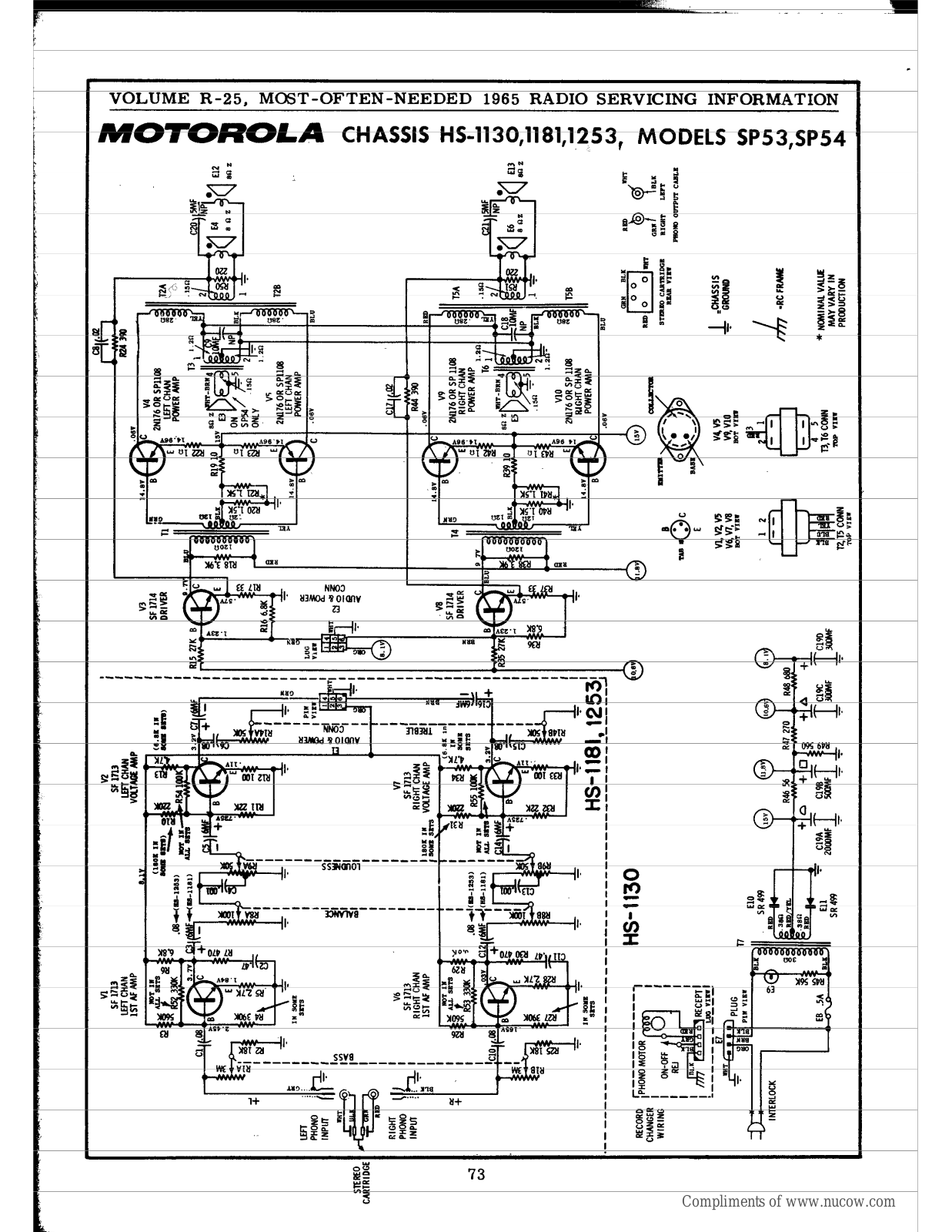 Motorola SP-53, SP-54 Schematic