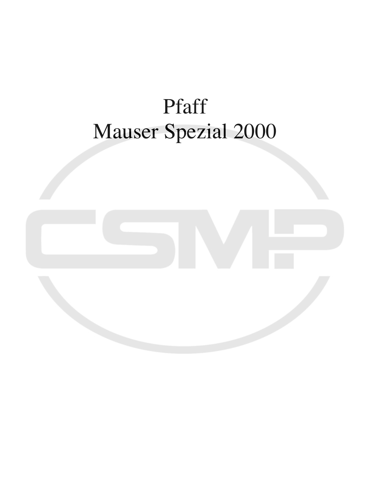 Mauser Special 2000 Parts Book