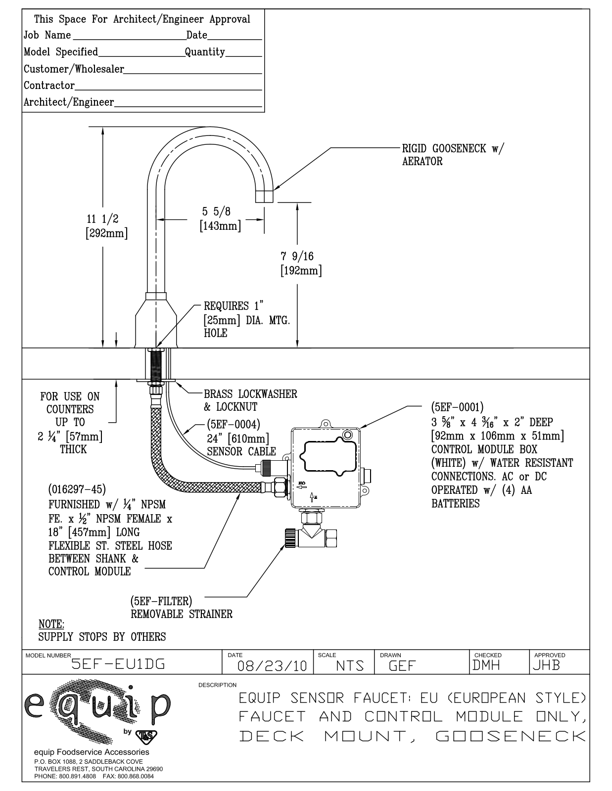 T&S Brass 5EF-EU1DG User Manual