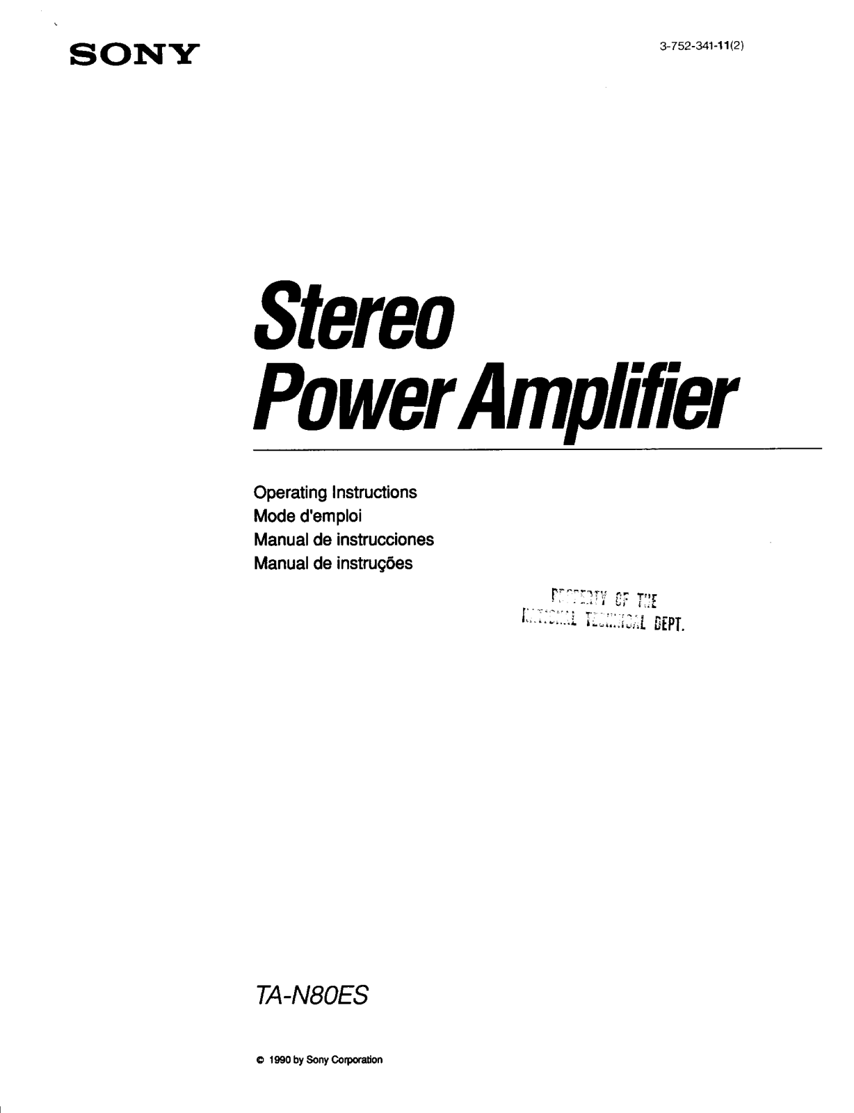 Sony TA-N80ES User Manual