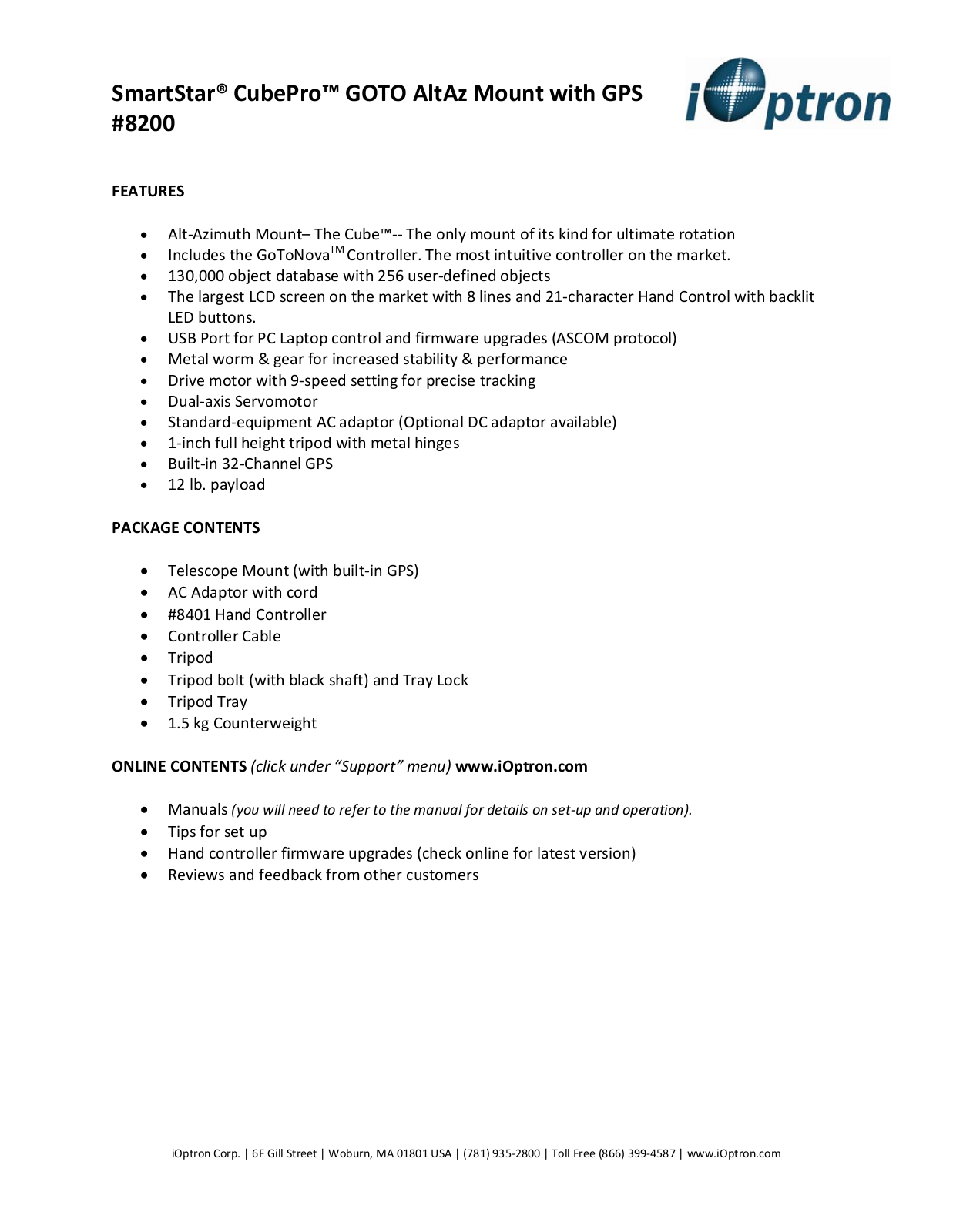 iOptron 8200 User Manual